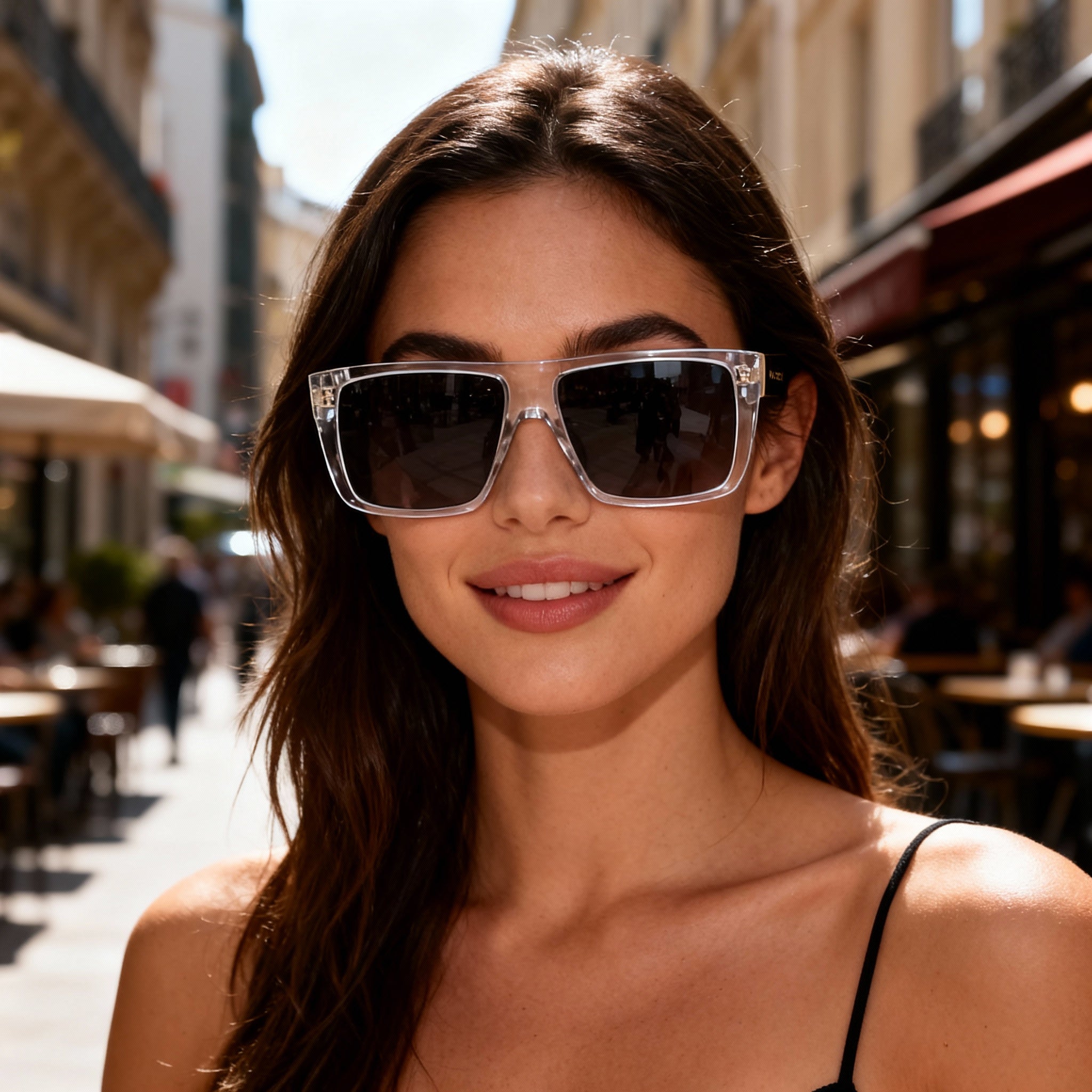 Marc Jacobs Marc Icon 096/S Women's Acetate Sunglasses, Transparent Black/Grey Frame, Crystal Black Non-Polarized Lenses 57mm, Photo 5