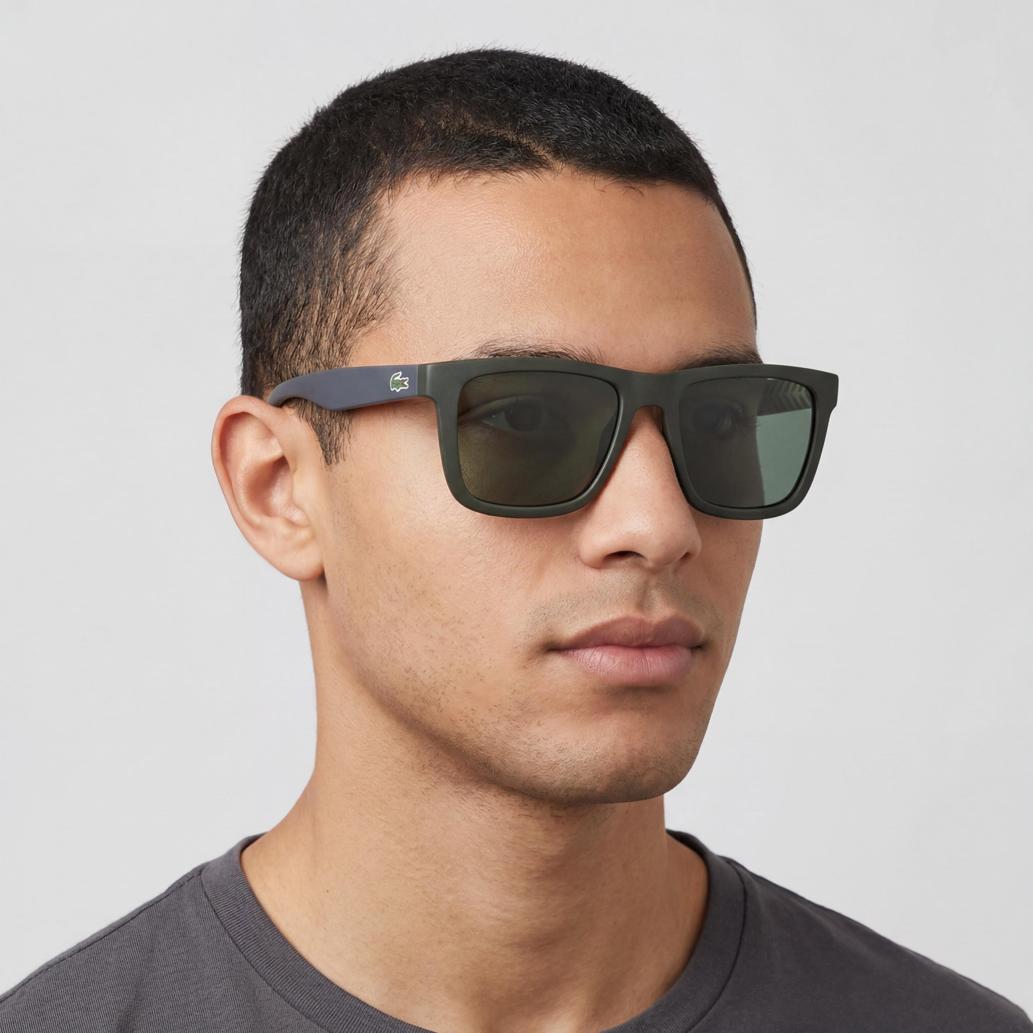 Gafas de sol Lacoste L750s para hombre con montura de plástico verde militar mate y lentes grises UV no polarizadas, 54 mm, Photo 5