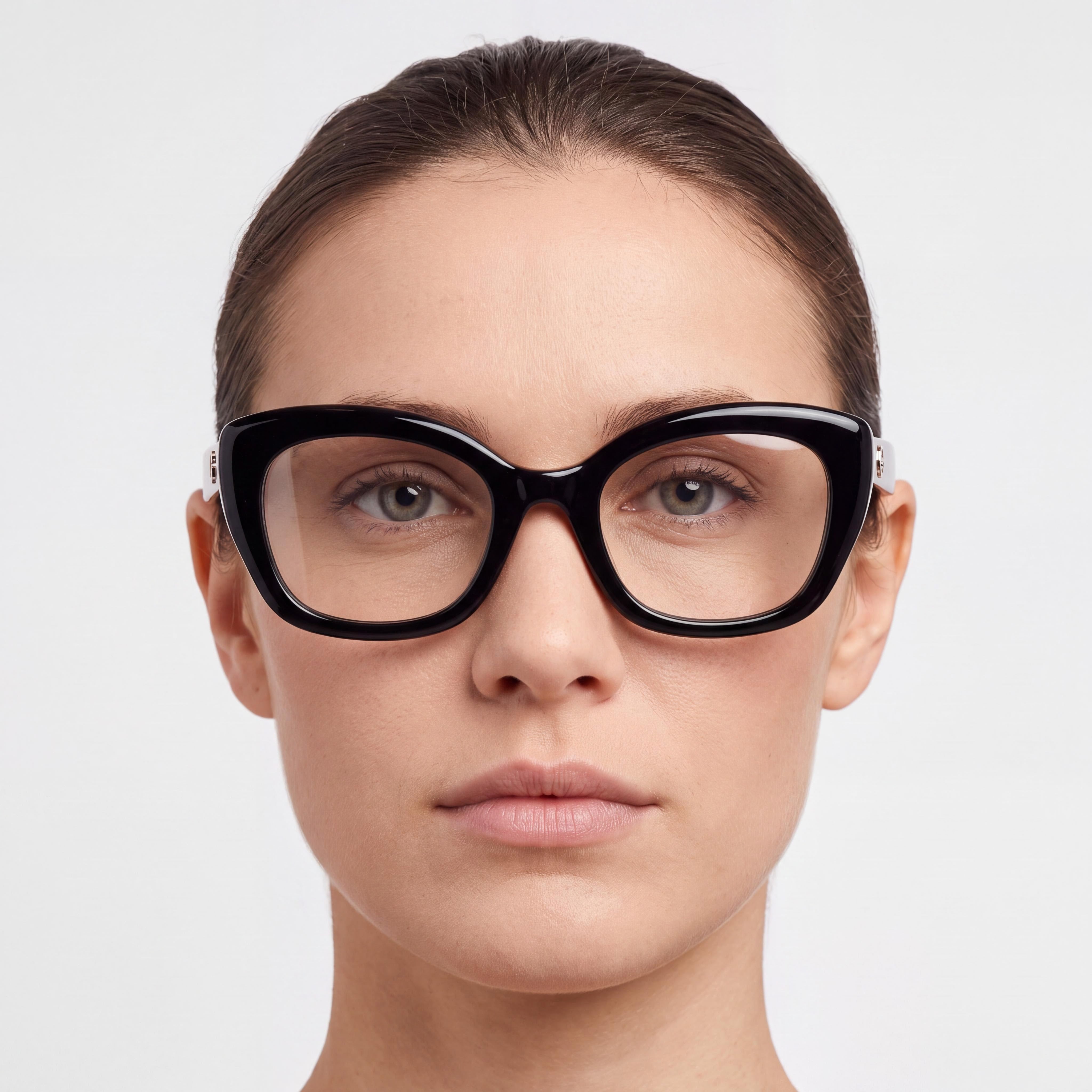 GUESS Gu50225 Women's Eyewear featuring a Shiny Black Plastic Frame and Transparent Lenses, 51mm Lens Width, Photo 4