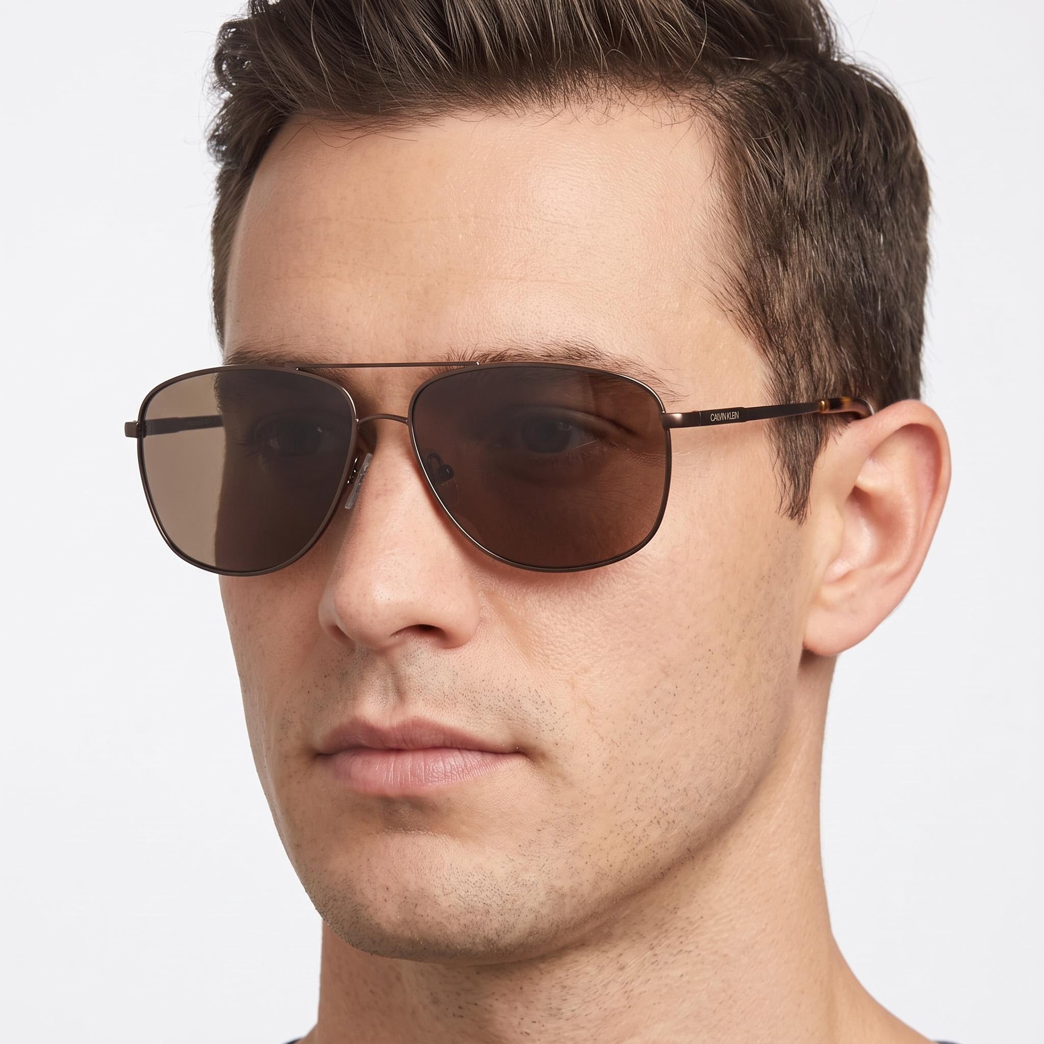 Calvin Klein CK19136S-200 Brown Navigator Sunglasses for Men, 57mm, Photo 5