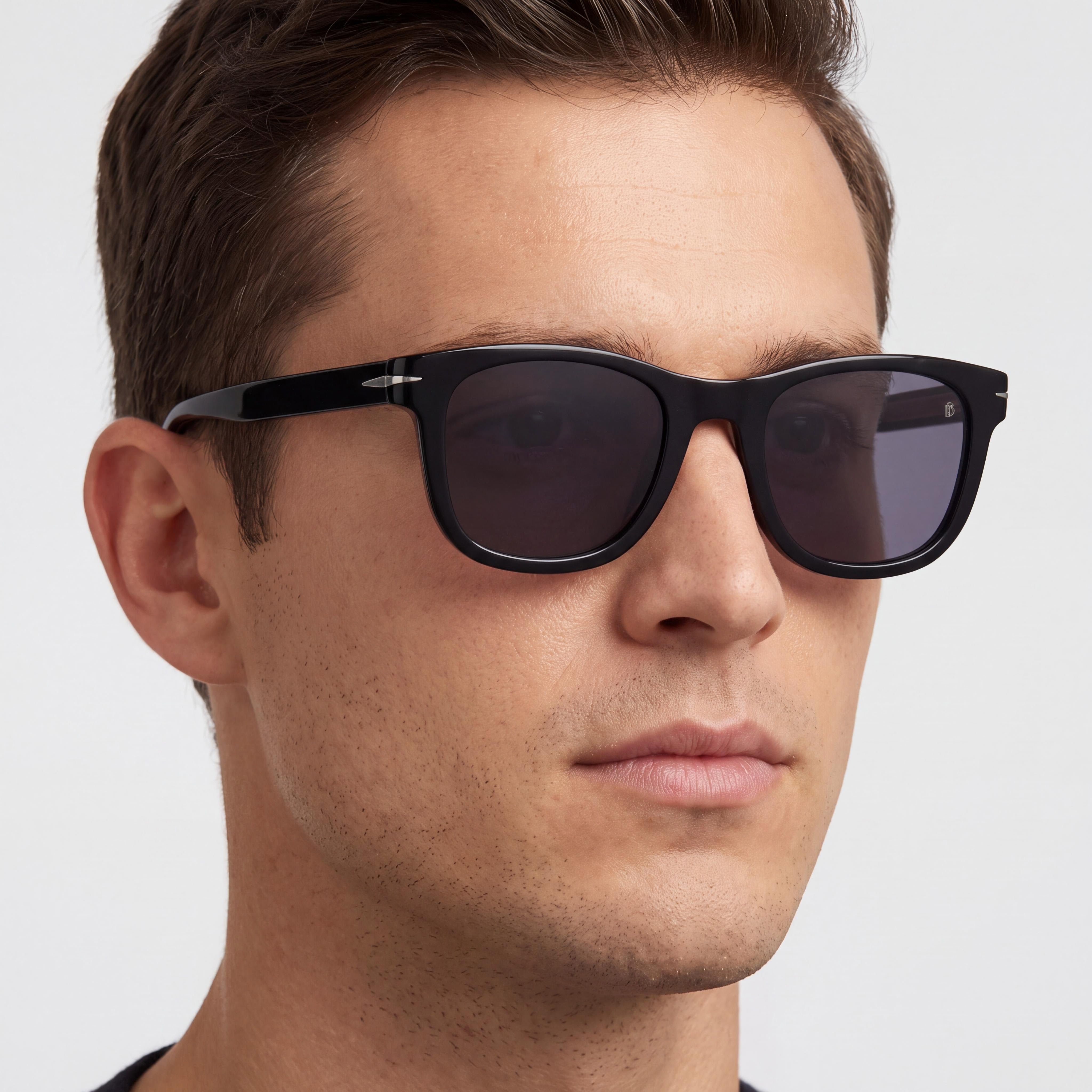 David Beckham Db 1006/S Men's Black Grey Clip-on Acetate Sunglasses, Grey Polarized Lenses 50mm, Photo 5