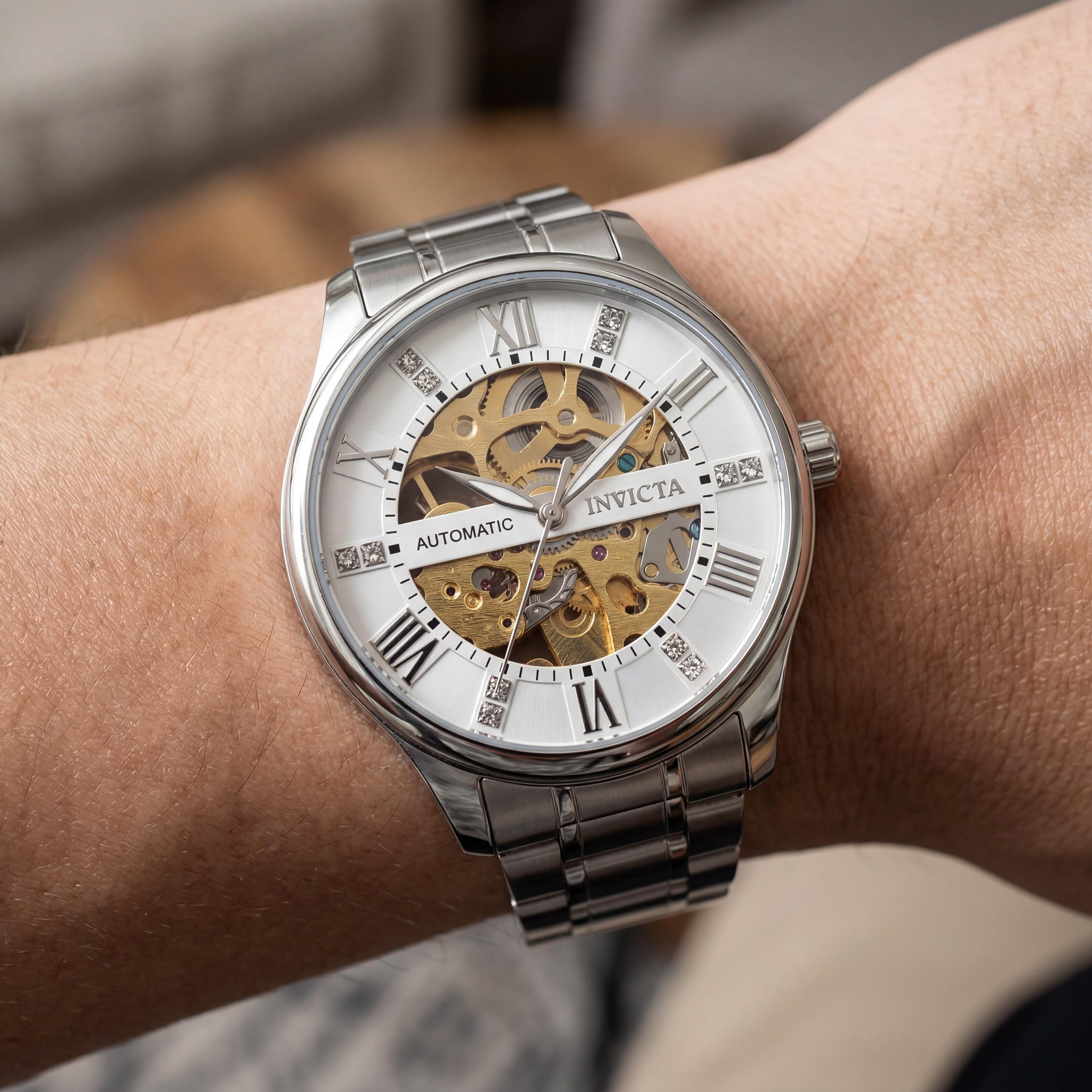 Invicta Objet D Art 69117 Unisex Automatic Silver Dial Stainless Steel Bracelet Wristwatch 40mm, Photo 4