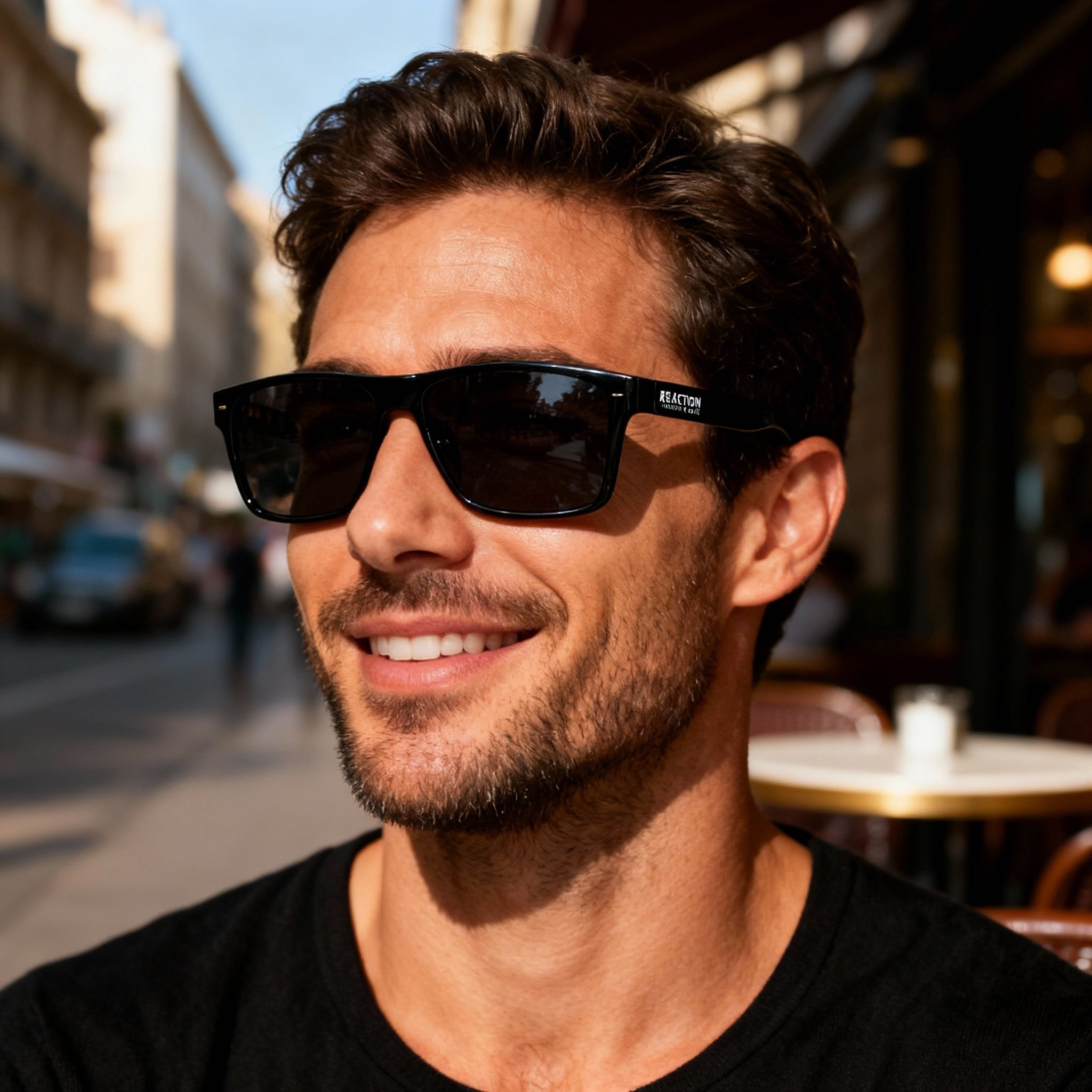 Kenneth Cole Men's Athletic Black Plastic Sunglasses, Smoke Non-Polarized Lenses, 100% UV Protection, 53-15-135, Photo 4