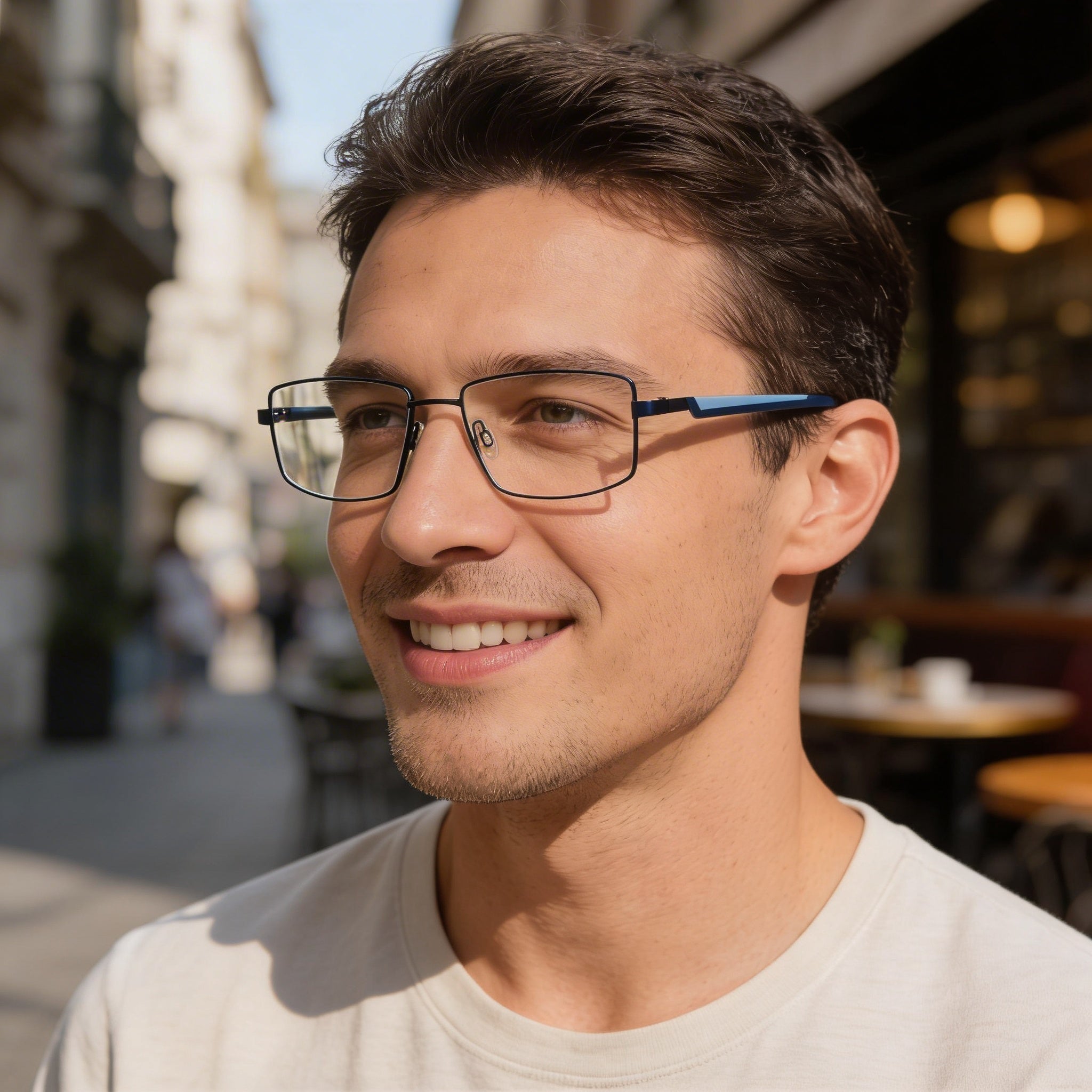 Flexon H6085 Men's Matte Navy Plastic Frame Eyeglasses with 55mm Lens, 17mm Bridge, 145mm Temple, Photo 6