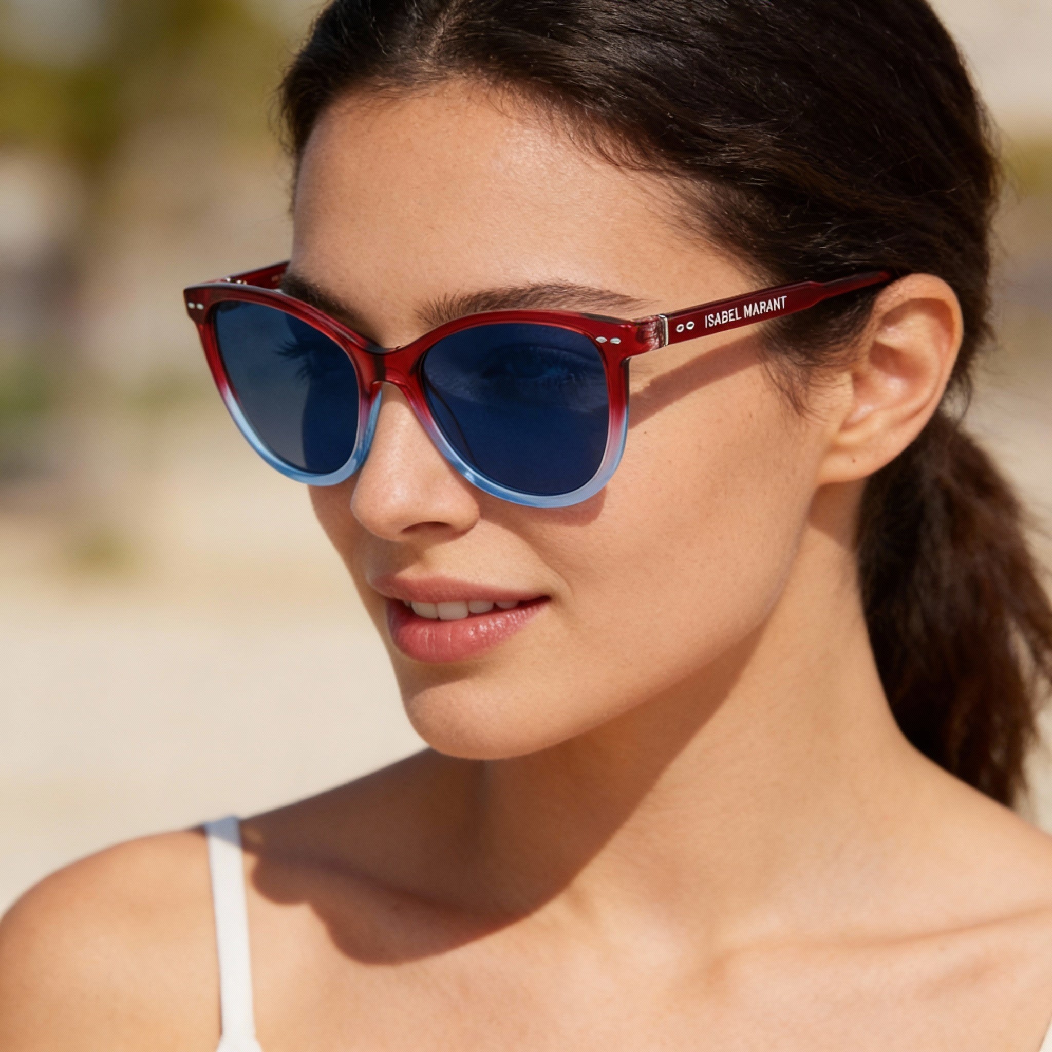 Isabel Marant Im0078s Women's Red-Blue Gradient Plastic UV Protected Sunglasses 57mm, Photo 4