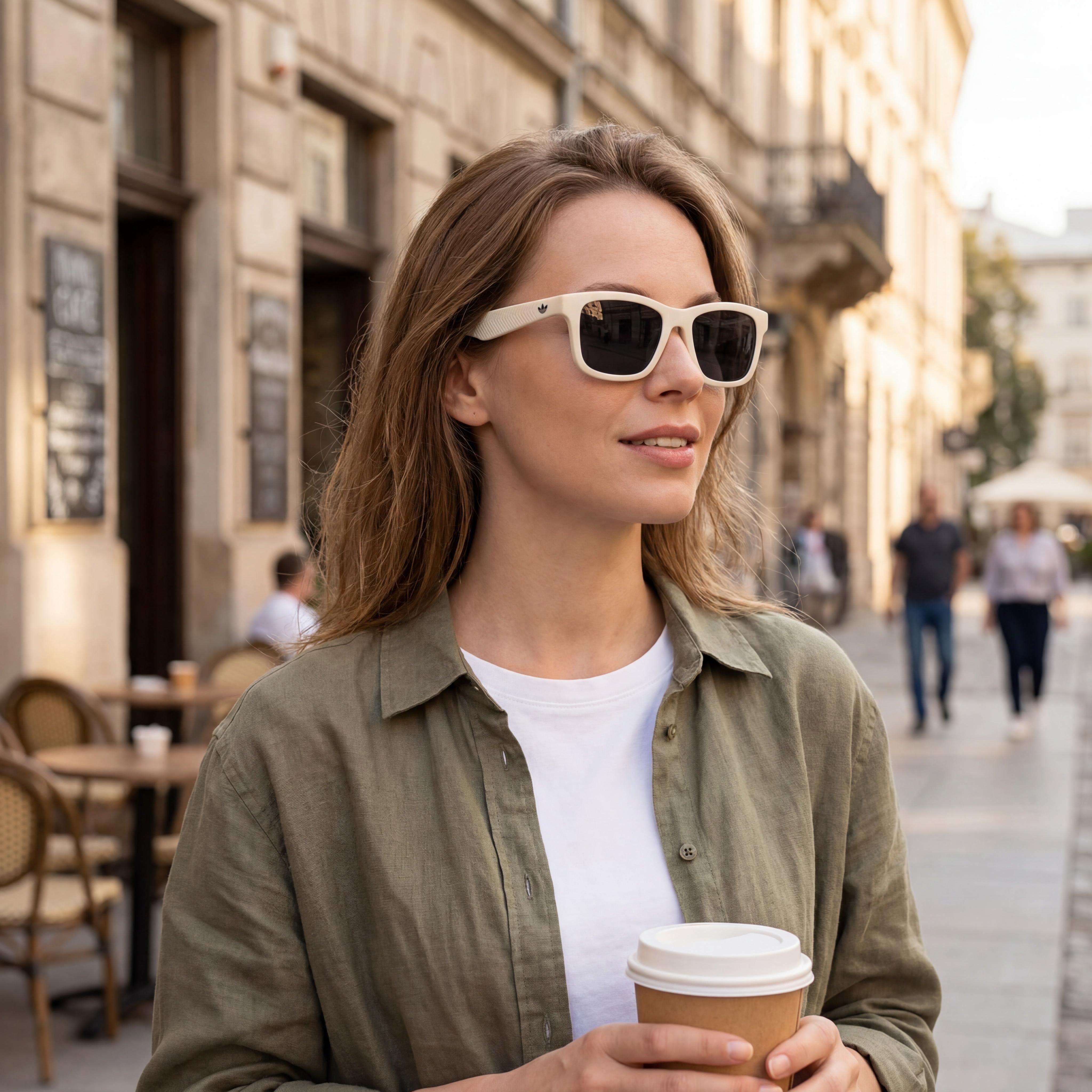 adidas Originals Or0105 Unisex Eyewear featuring a Matte White Injected Frame and Black Polycarbonate Lenses 52-18-145, Photo 3