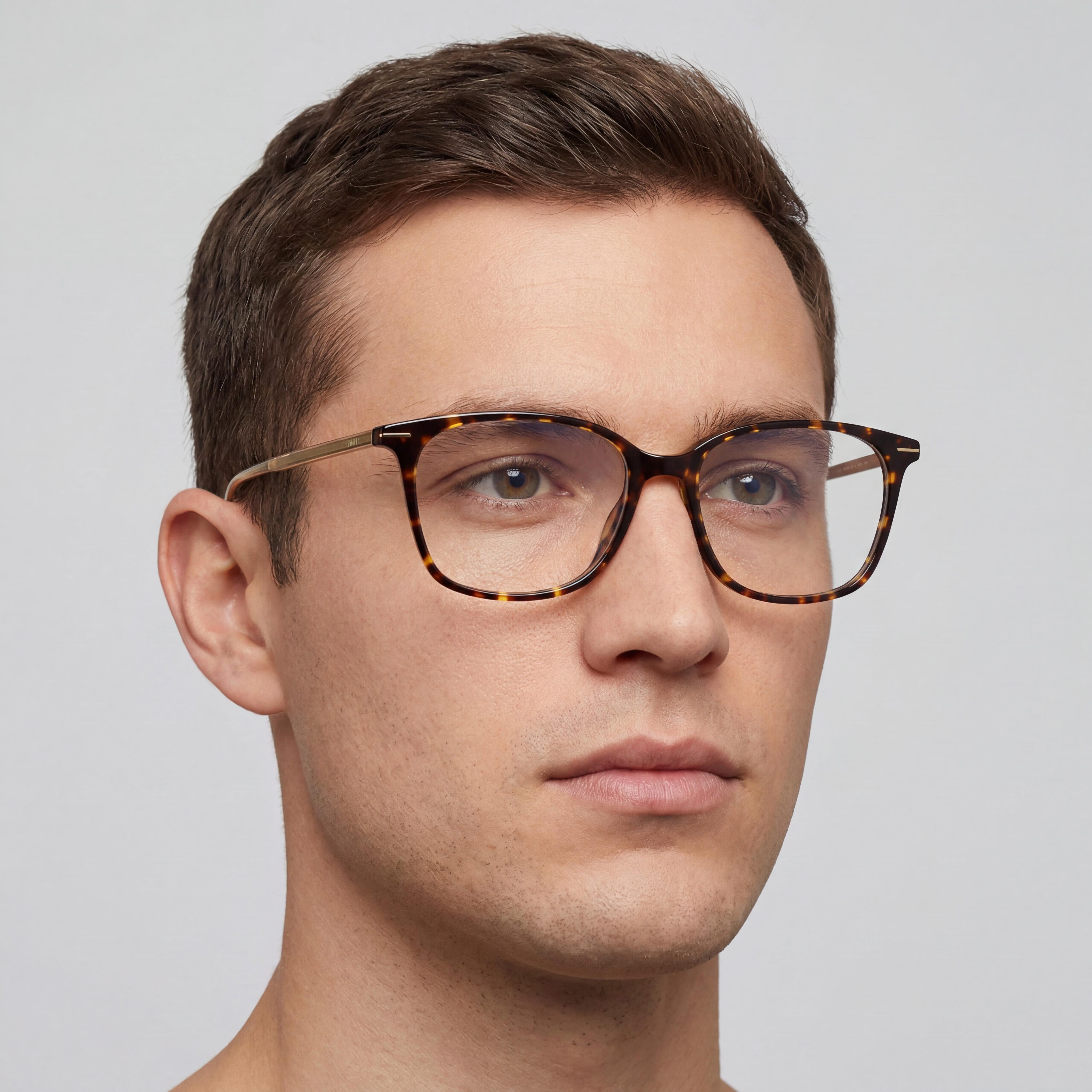 Hugo Boss Boss 1526 Havana Yellow Rectangle Unisex Eyeglasses, 53mm, Photo 4