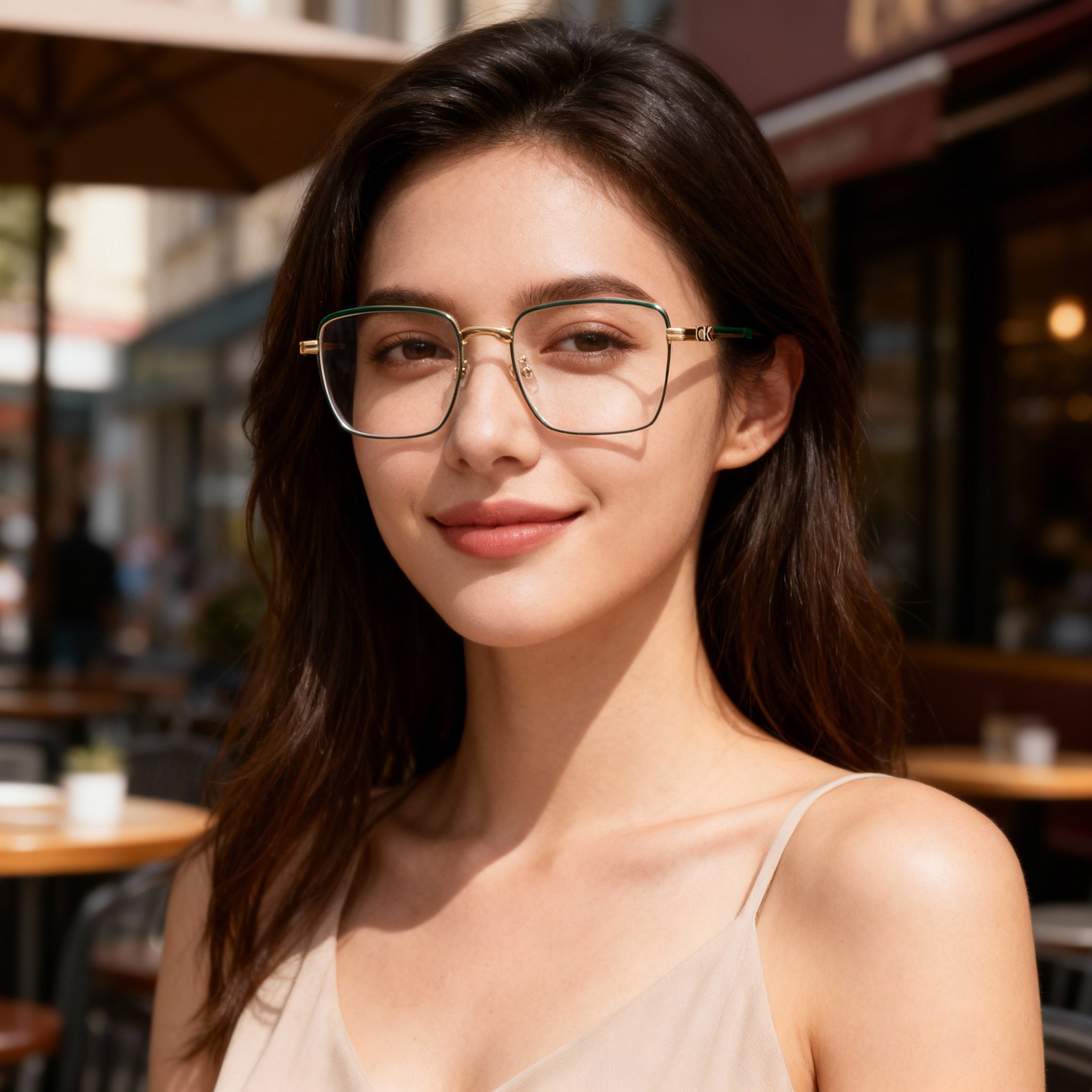 Calvin Klein Ck23104 Unisex Metal Frame Khaki Polarized Polycarbonate Lens Sunglasses 52mm, Photo 5