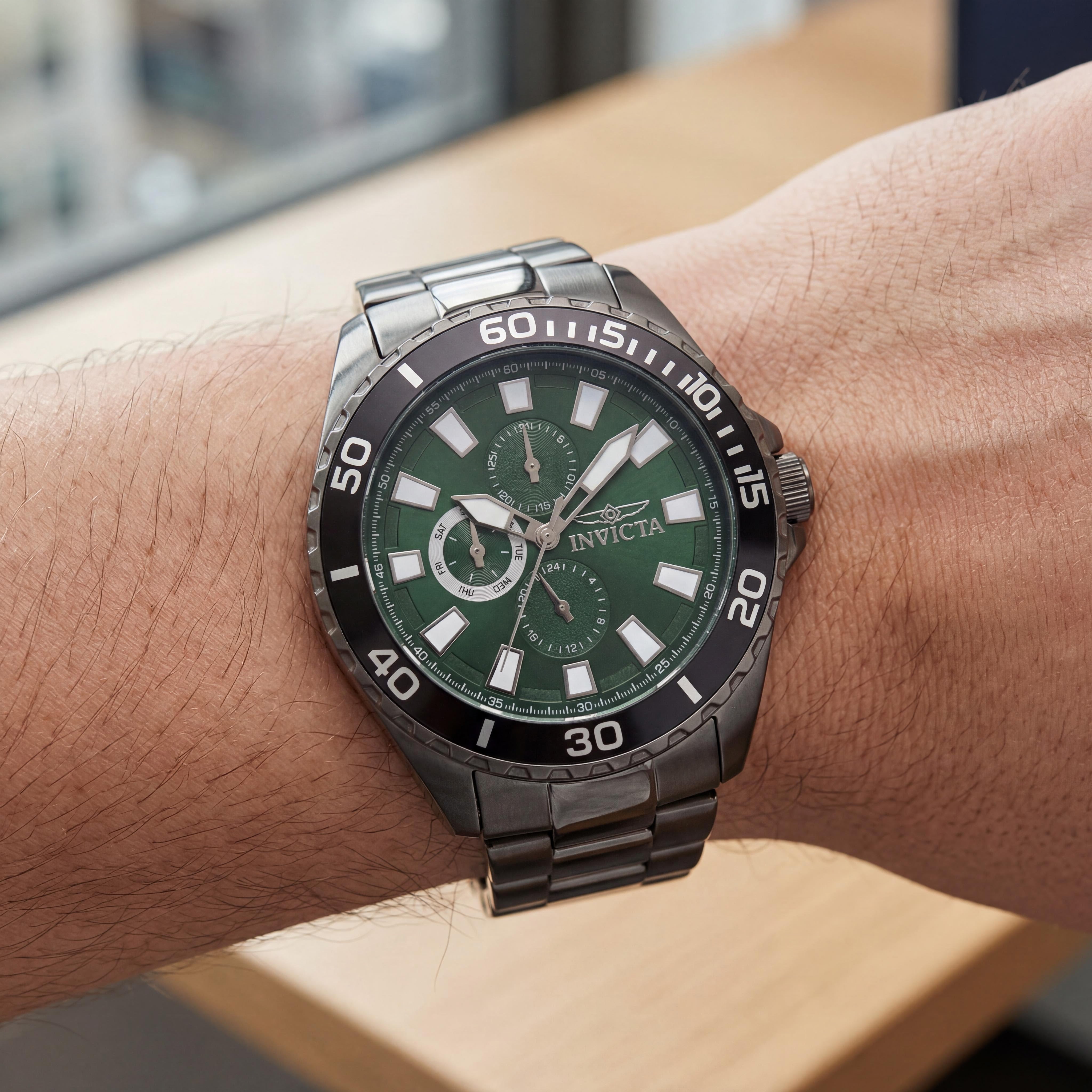Invicta Pro Diver IN-29930-AMZUK Reloj de hombre de acero inoxidable con cronógrafo de cuarzo, resistente al agua, esfera verde, 46 mm, Photo 4