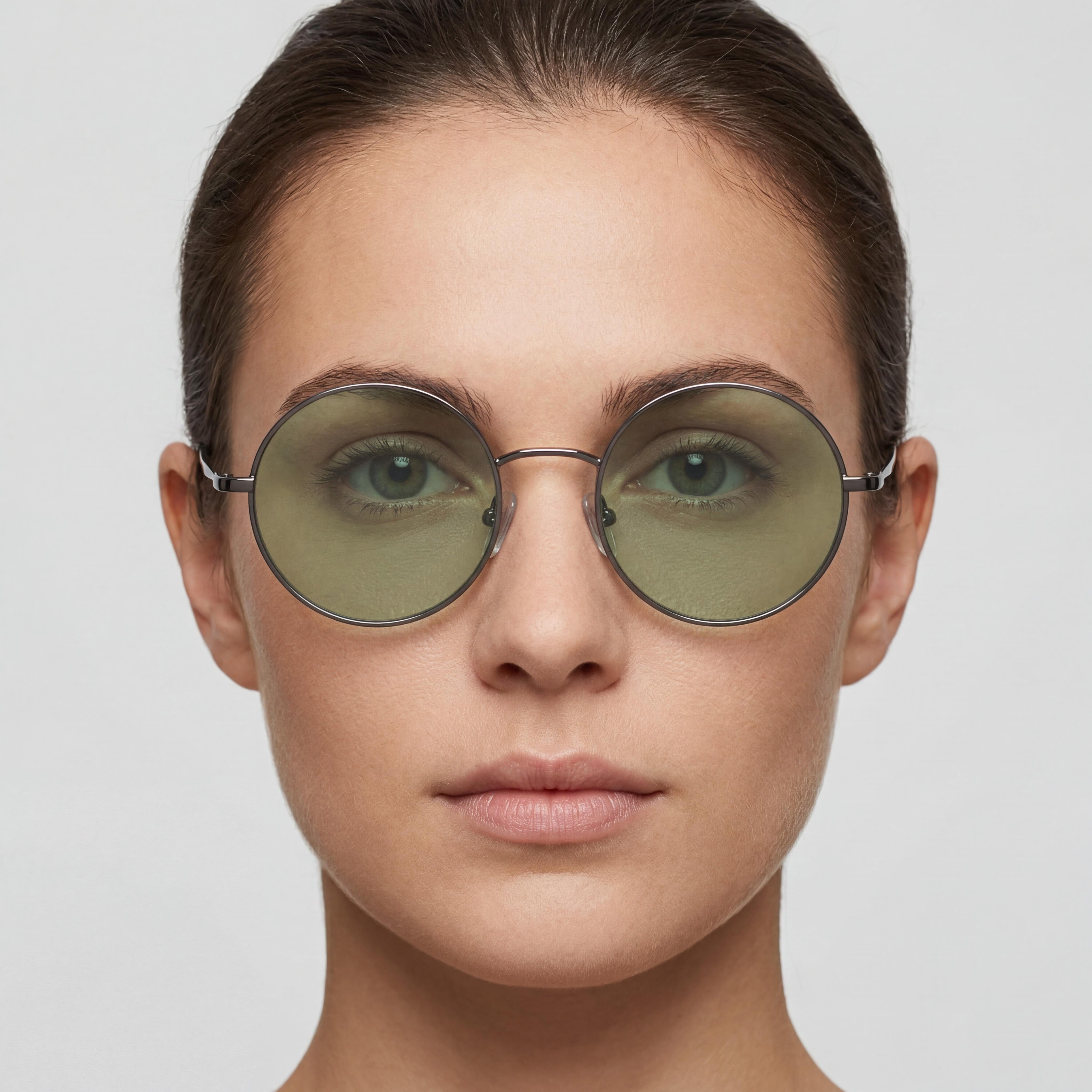Gafas de sol redondas DKNY para mujer, montura de plástico, protección UV, no polarizadas, color verde metalizado, 47-19-135, Photo 4