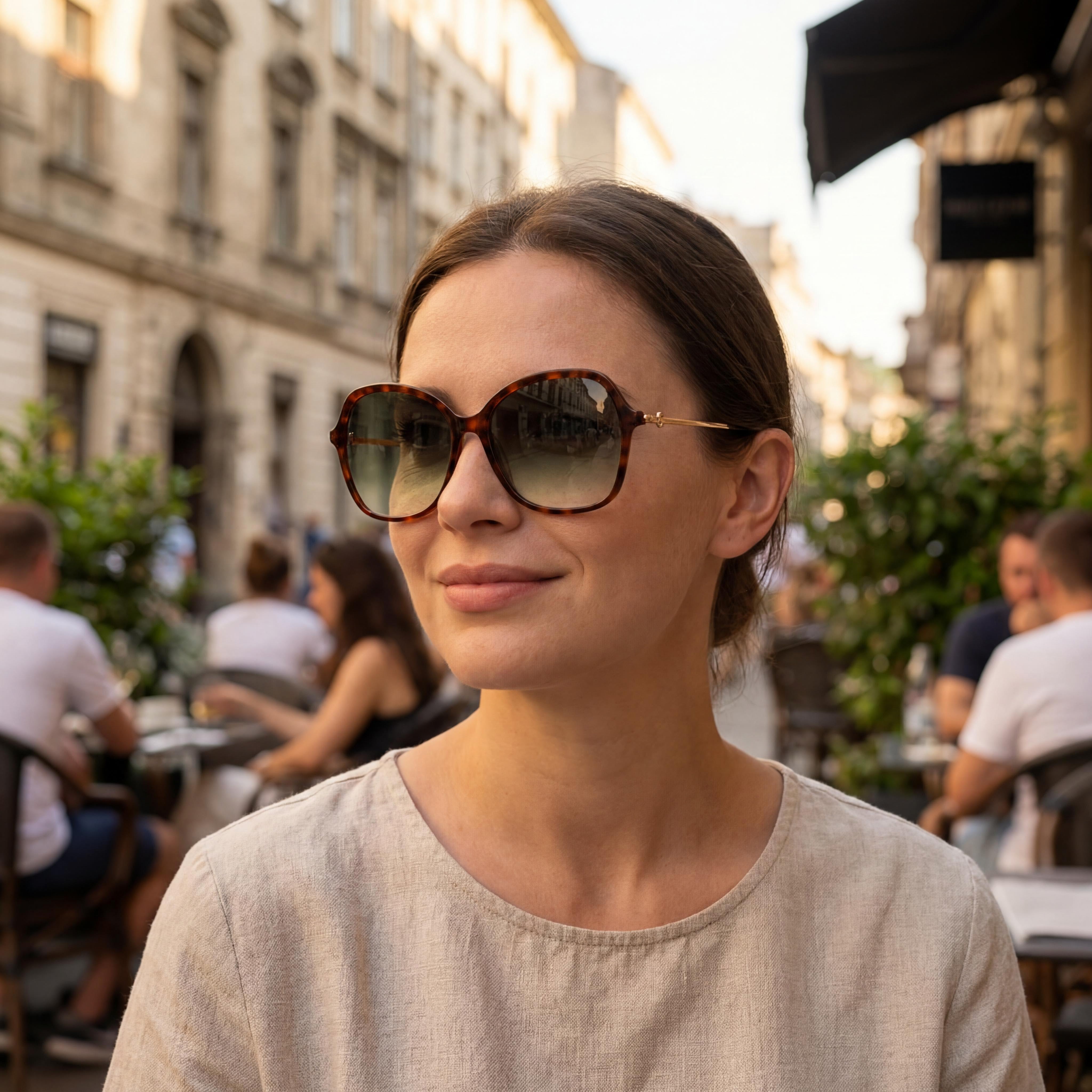 Longchamp LO705S Women's Havana Gold Plastic Butterfly Frame Green Gradient Lens Sunglasses 57mm, Photo 6