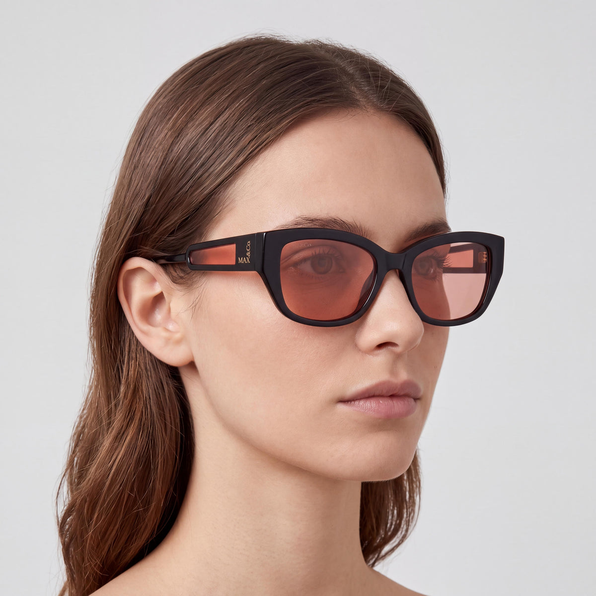 Max & Co. MO0086 Women's Sunglasses, Glossy Dark Green Injected Frame, Brown Lens, UV Protected 54mm, Photo 4