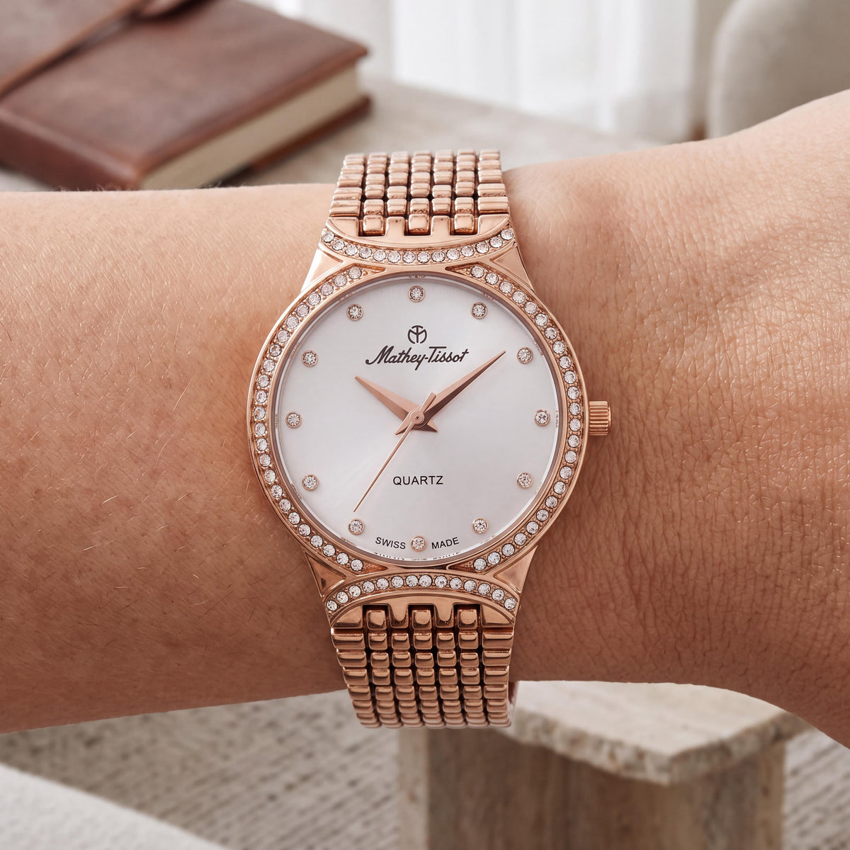Mathey-Tissot Quartz Movement Women's Silver Sapphire Water Resistant Watch, Photo 3