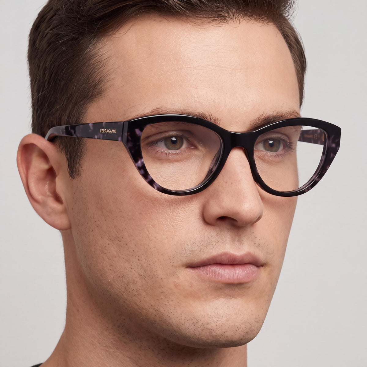 Ferragamo Sf3011 Men’s Black Tortoise Shell Metal Frame Transparent Lenses Eyewear 53mm, Photo 5