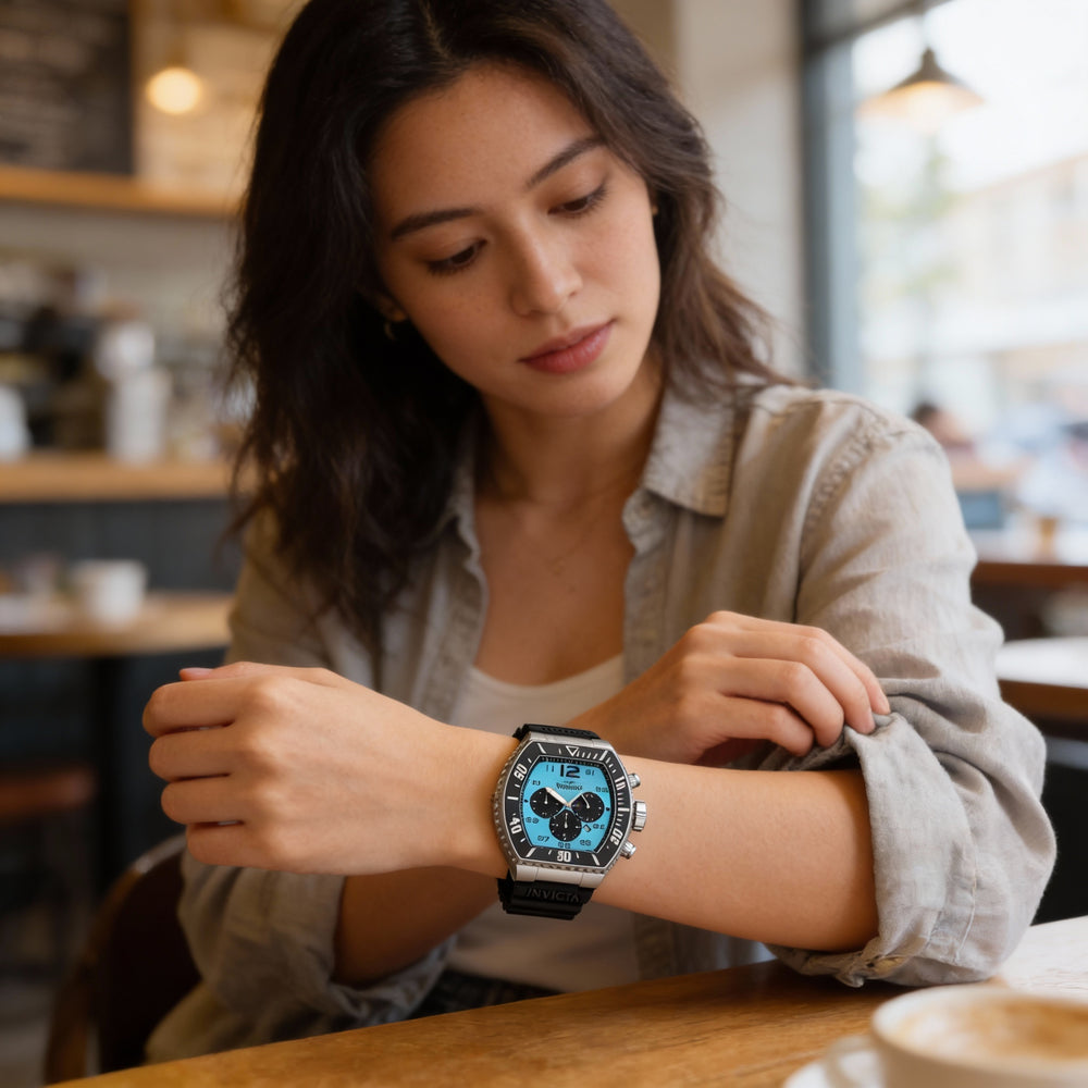 Reloj Invicta Pro Diver con correa de piel unisex, acero inoxidable, esfera azul, cronógrafo de cuarzo, resistente al agua hasta 10 bares, 51 mm