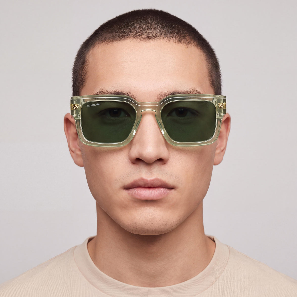 Lacoste L6071s Unisex Transparent Yellow Plastic Frame Green Lenses UV 400 Non-Polarized 52mm, Photo 4