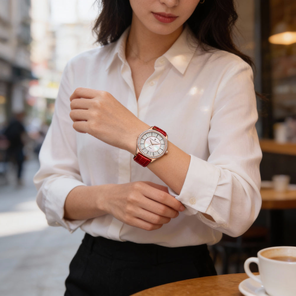 Christian Van Sant Women's Luna CV3208 Mother of Pearl Dial Stainless Steel Leather Watch