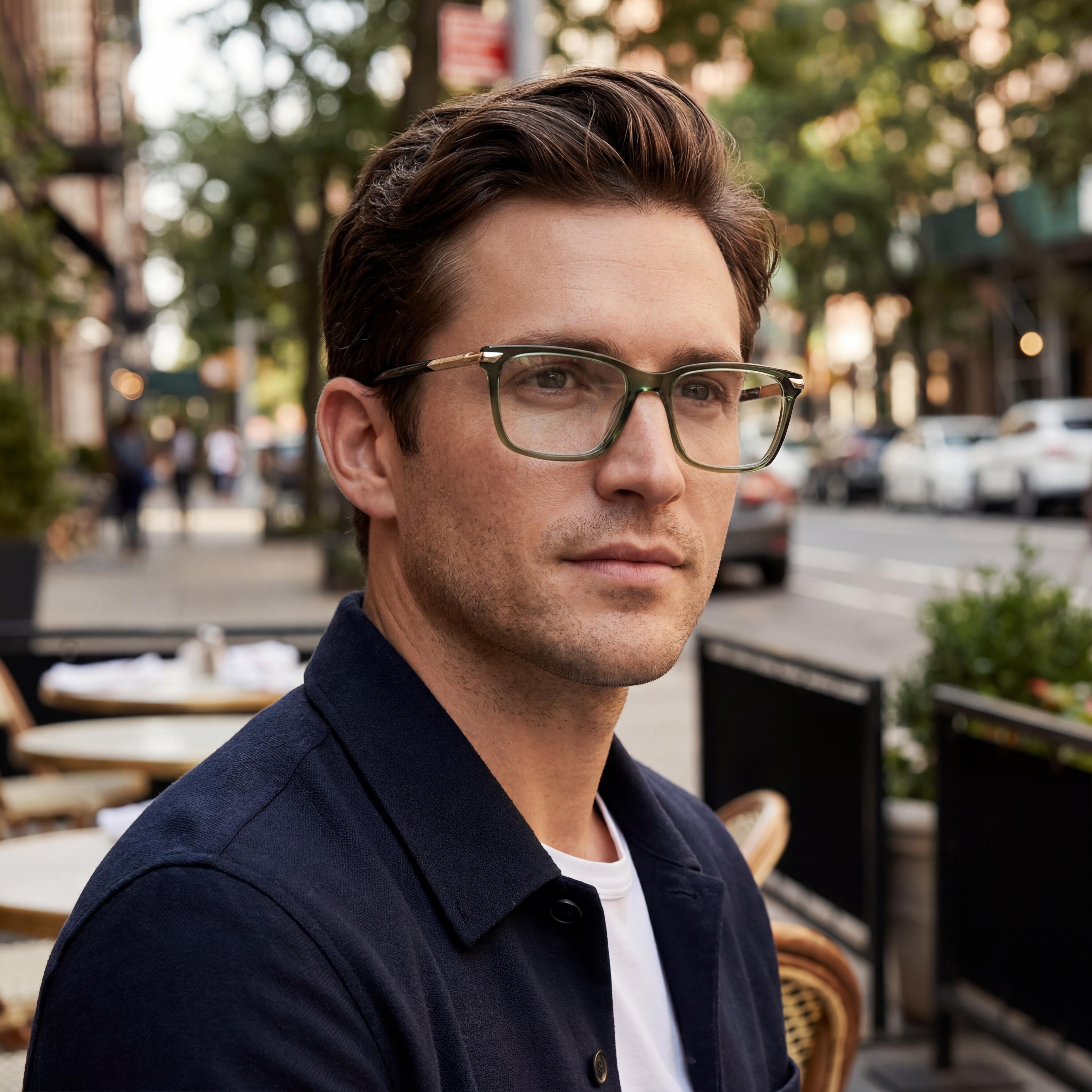 rag & bone Men's Casual Green Acetate Frame Eyeglasses with Transparent Plastic Lenses 54-18-145, Photo 5