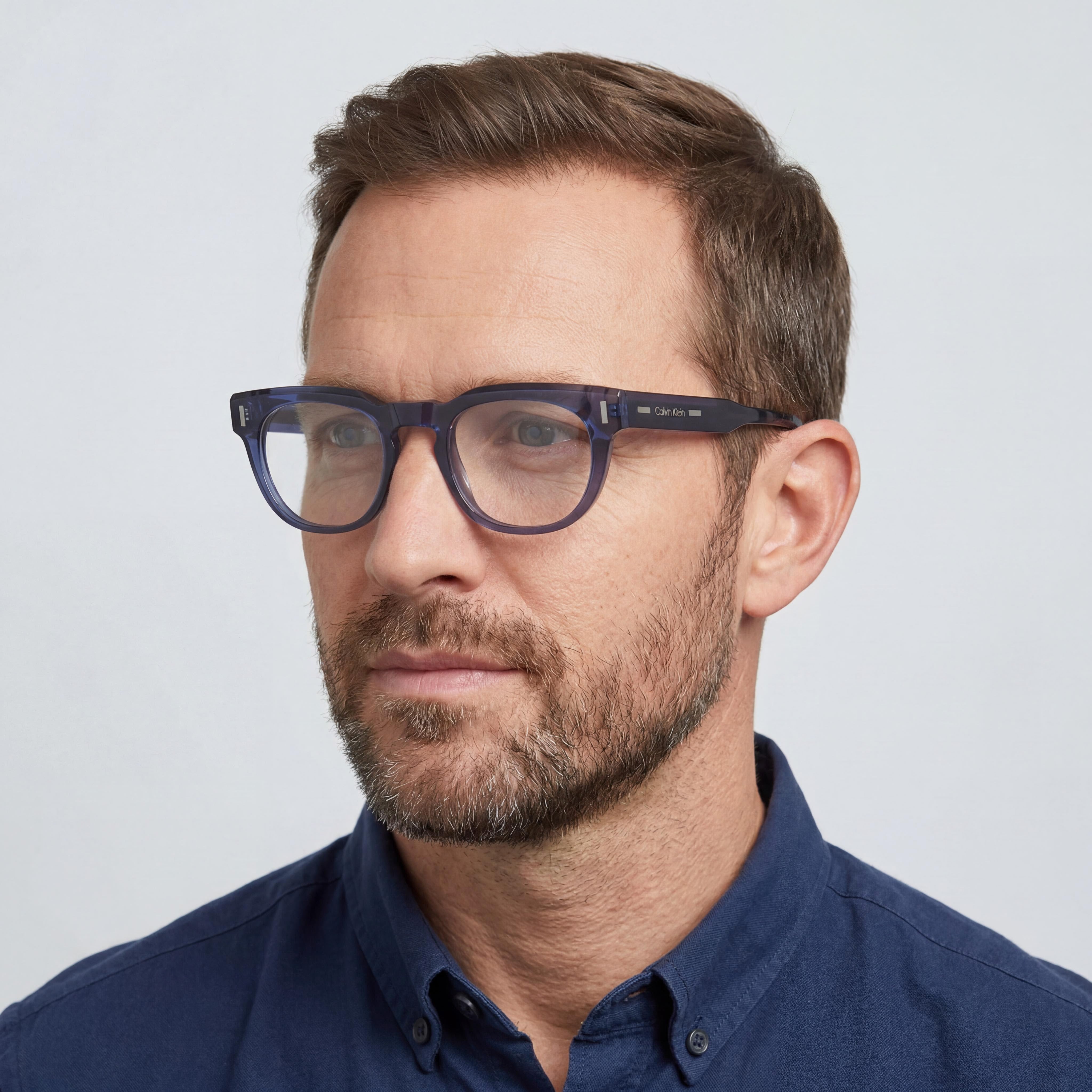 Gafas de sol Calvin Klein Ck23542 con montura de acetato azul y lentes de policarbonato azules para hombres y mujeres, 49 mm, Photo 5