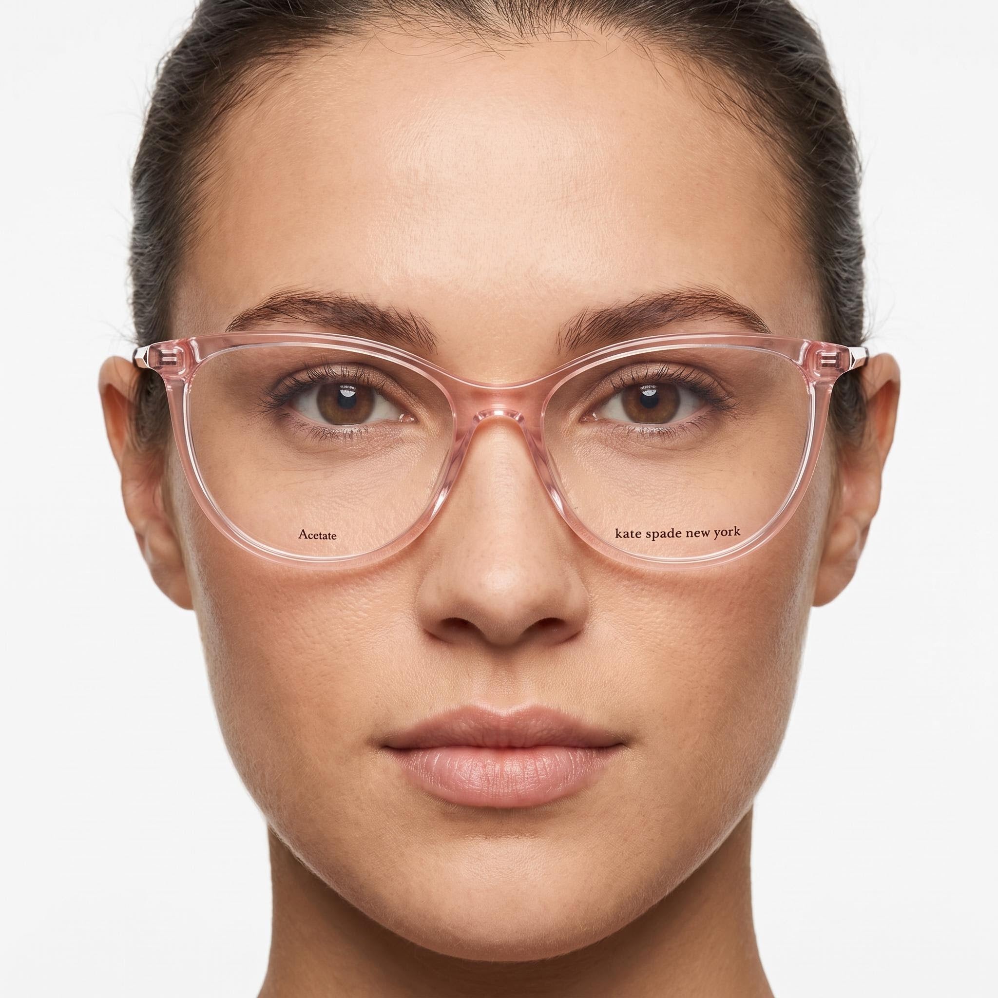 kate spade new york Kimberlee Gafas de Prescripción Ojo de Gato de Plástico Rosa para Mujer 52mm con Lentes Transparentes No Polarizadas, Photo 4