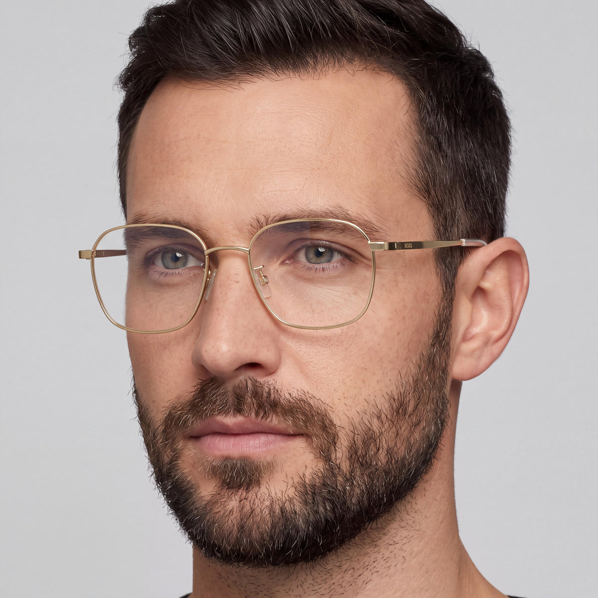 BOSS Audio Systems Casual Men's Stainless Steel Frame Matte Gold Non Optical Frames 53-18-145, Photo 4