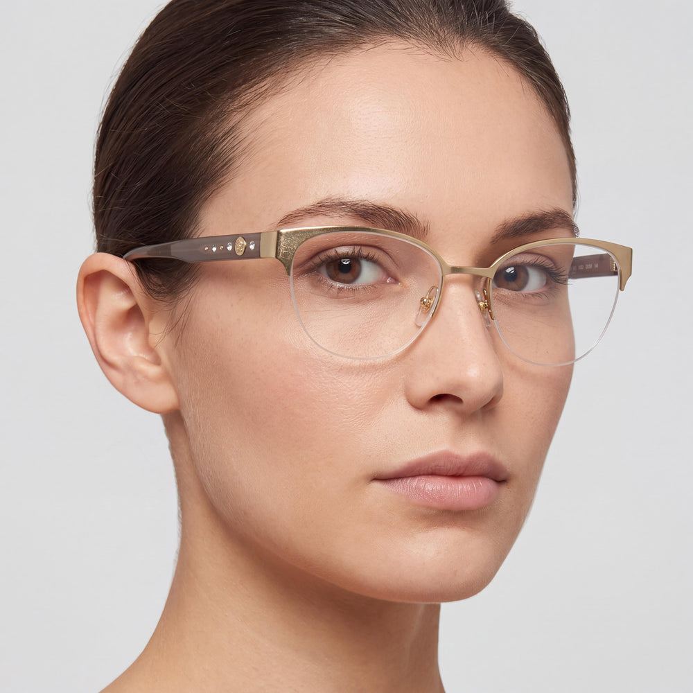 Monturas ópticas unisex Versace VE1255B133952 redondas de metal al aire, color dorado, 52 mm - listas para graduar
