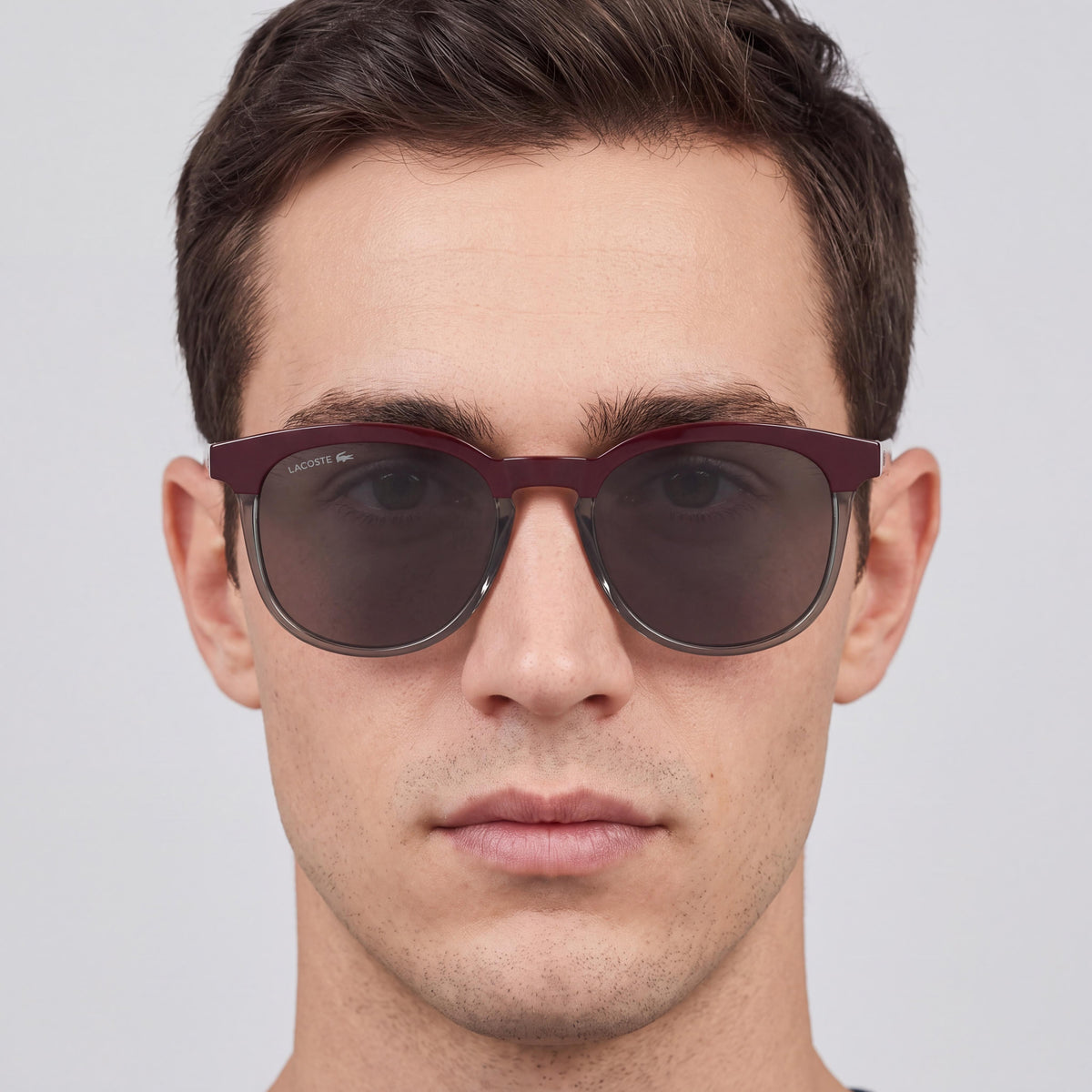 Lacoste L6073s Men's Plastic RXable Sunglasses, Burgundy Transparent Grey, Solid Wine Non-Polarized Lenses, UV 400, 52mm, Photo 5