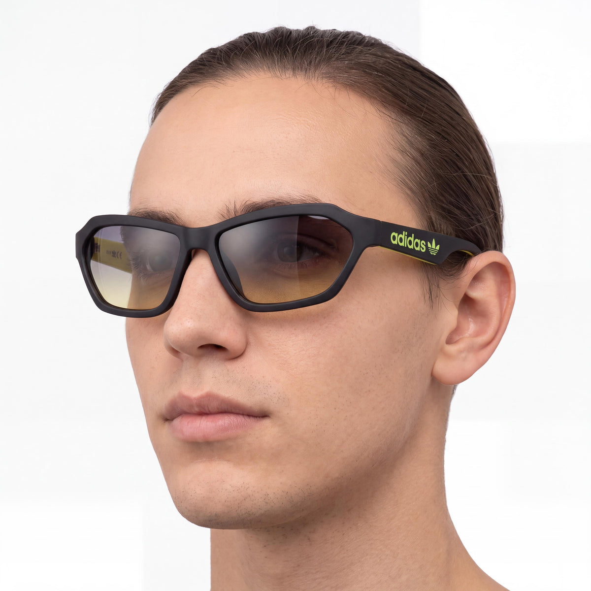 adidas Classic Unisex Matte Black Gradient Blue Plastic Sunglasses with Yellow Gradient Lenses and UV Protection 58mm, Photo 3