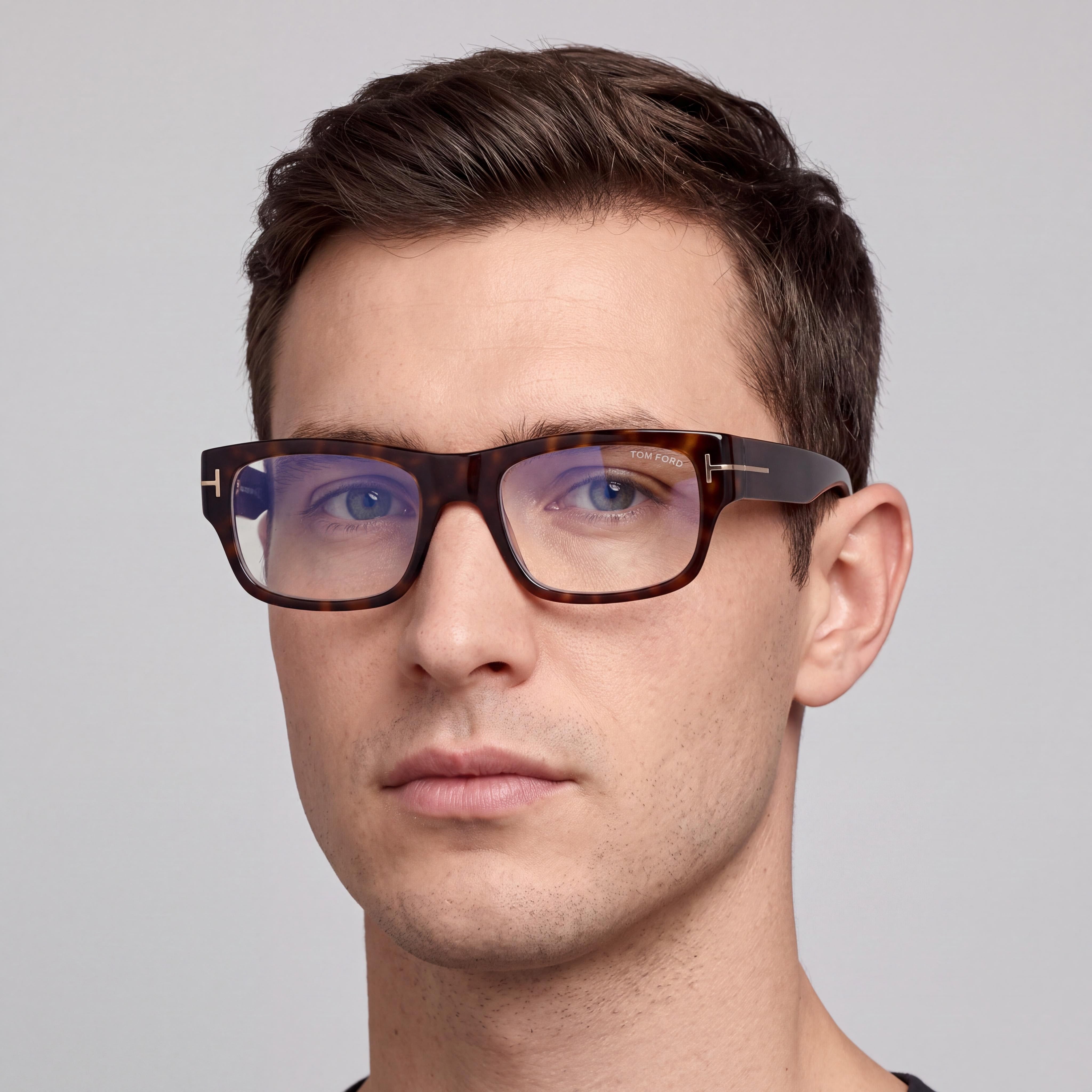 Tom Ford Ft6034-b Unisex Dark Havana Blue Filter Plastic Frame with Non- Black Lenses 54mm, Photo 5