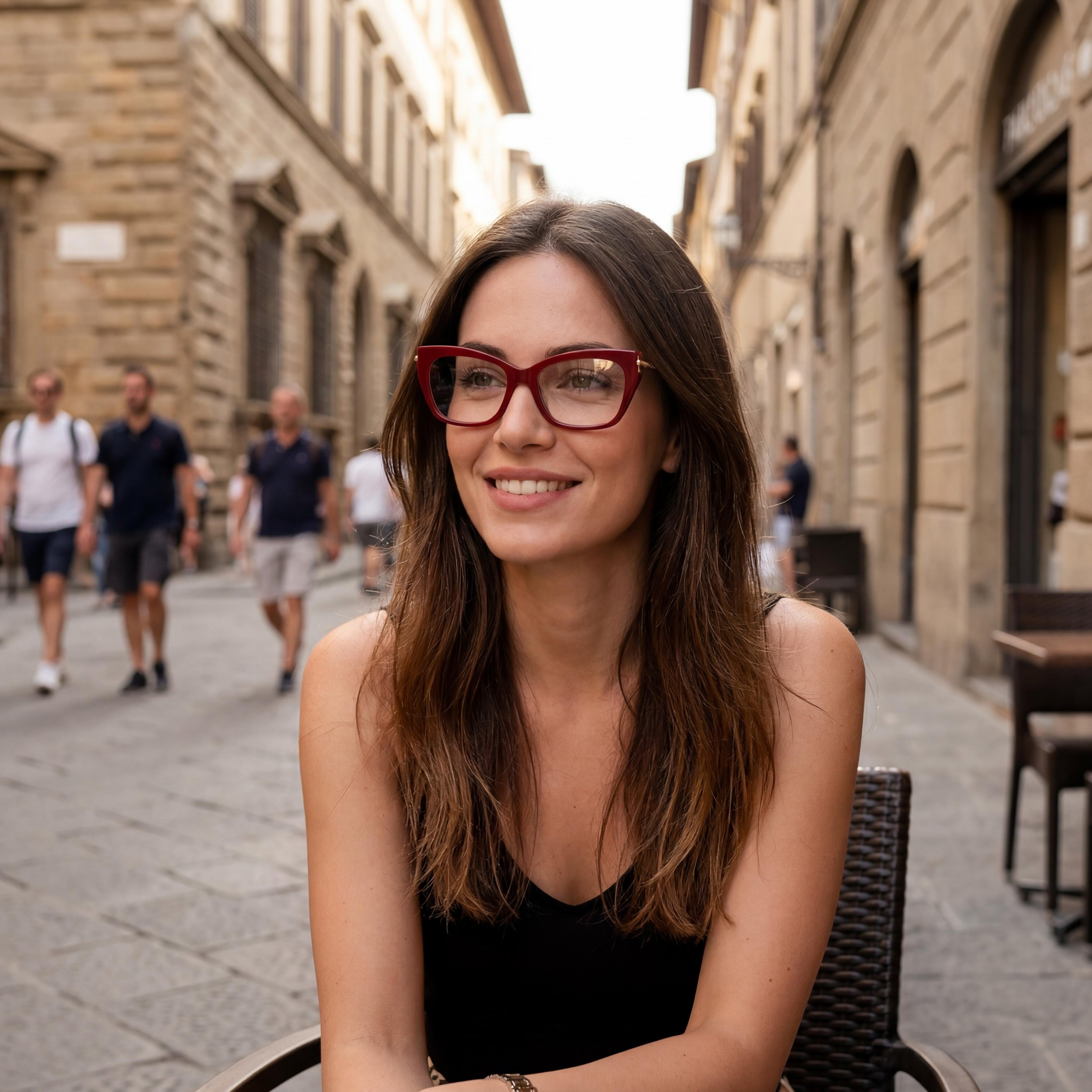 MaxMara MM5137 Women's Eyewear with Shiny Dark Red Plastic Frame and Shiny Red Lenses 53mm, Photo 4