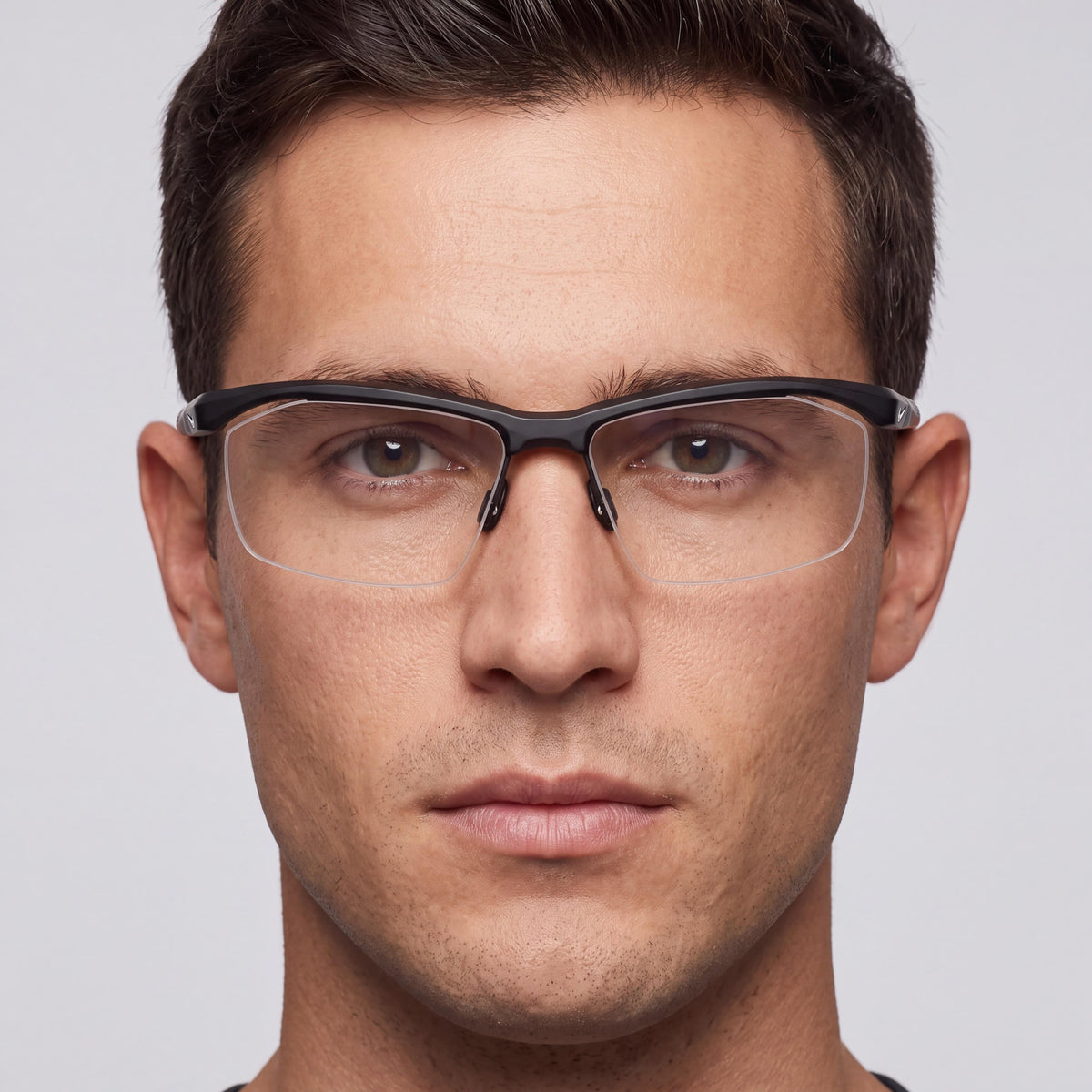 Nike Men's Casual Plastic Frame Ophthalmic Glasses, Matte Black with Transparent Lenses, Lens Width 56mm, Photo 4