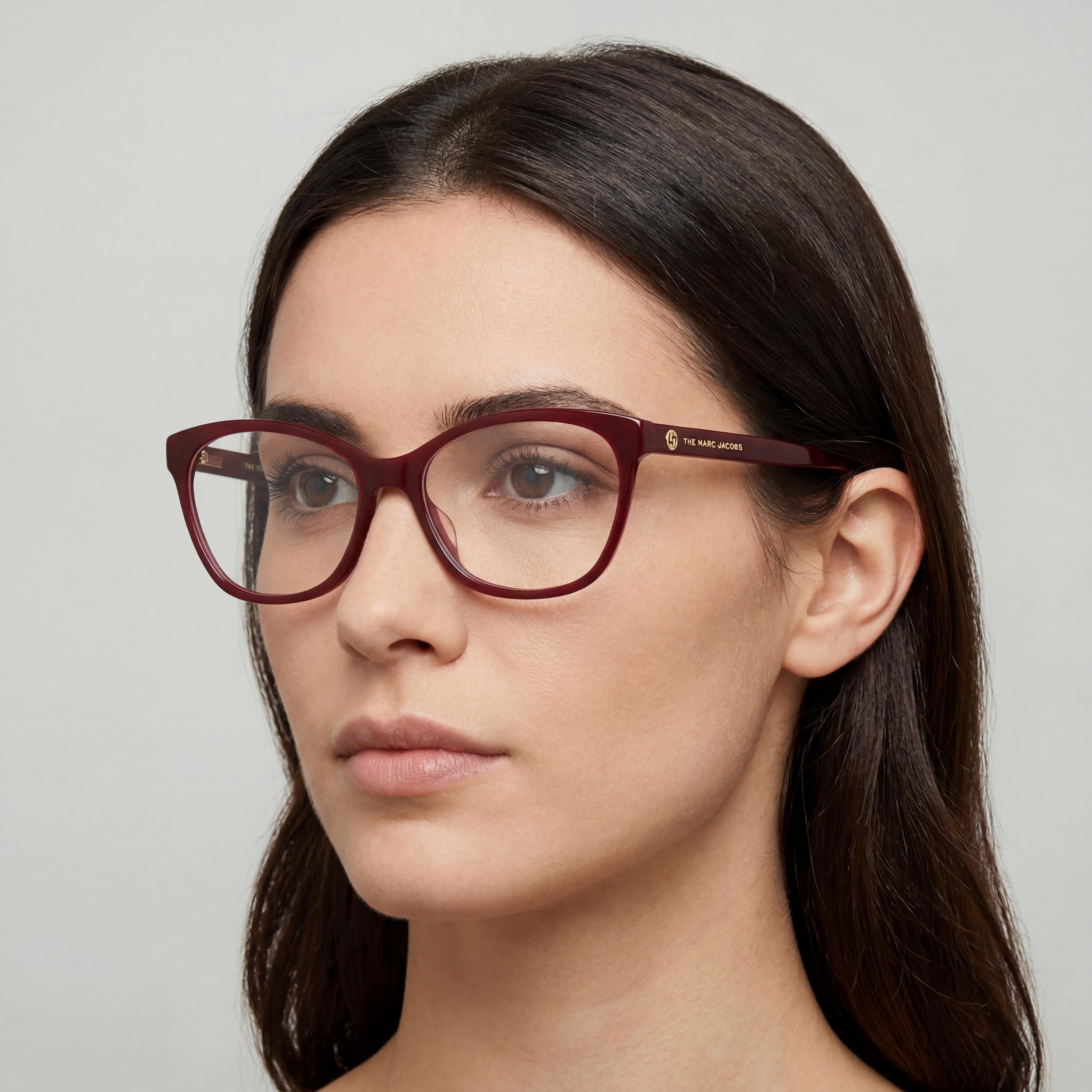 Marc Jacobs Marc 539 Unisex Burgundy Plastic Frame Eyeglasses with Polycarbonate Lenses, Lens Width 54mm, Photo 4