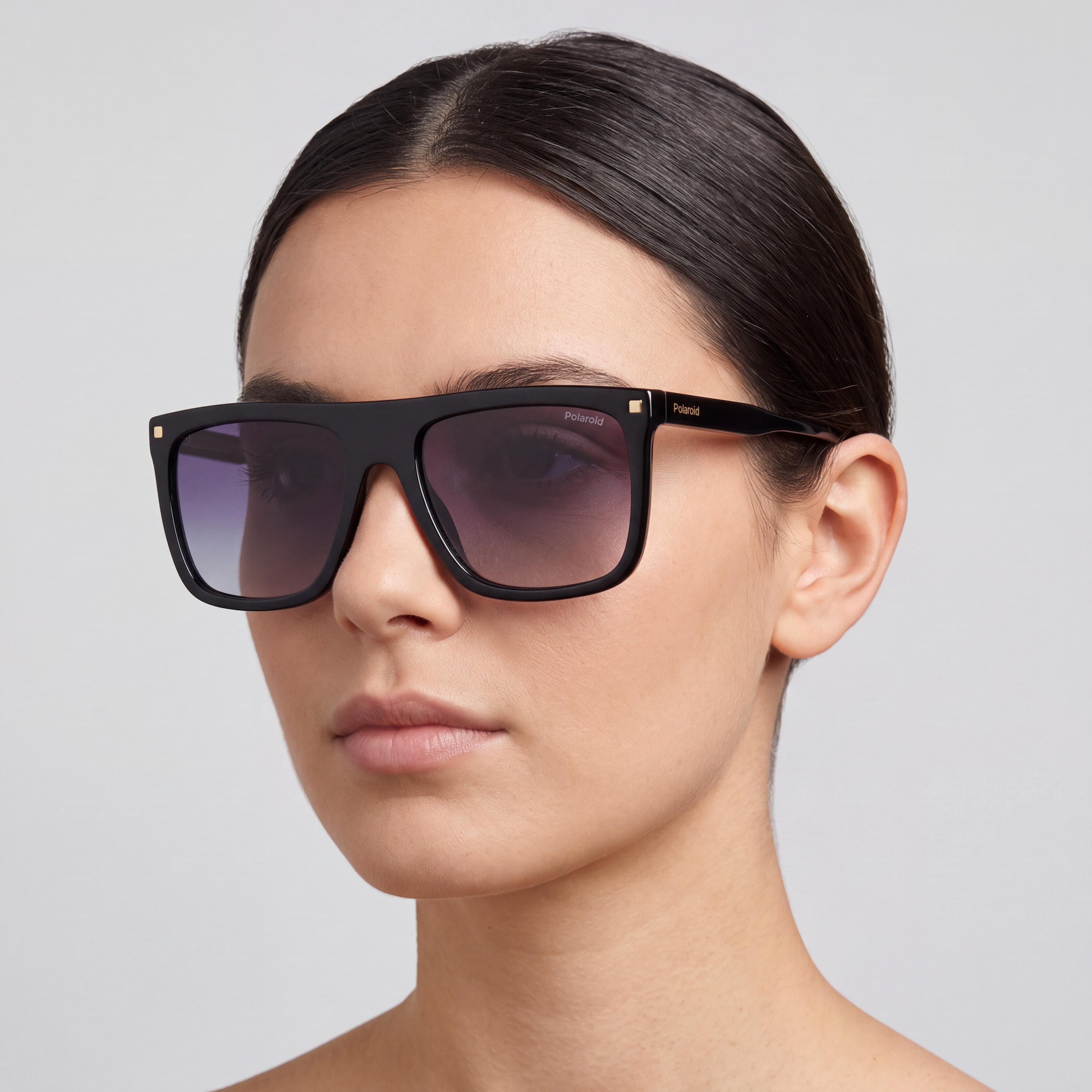 Polaroid Eyewear PLD 4166/S/X Women's Casual Black Acetate Rectangular 100% UV Polarized Sunglasses 56-18-145, Photo 4