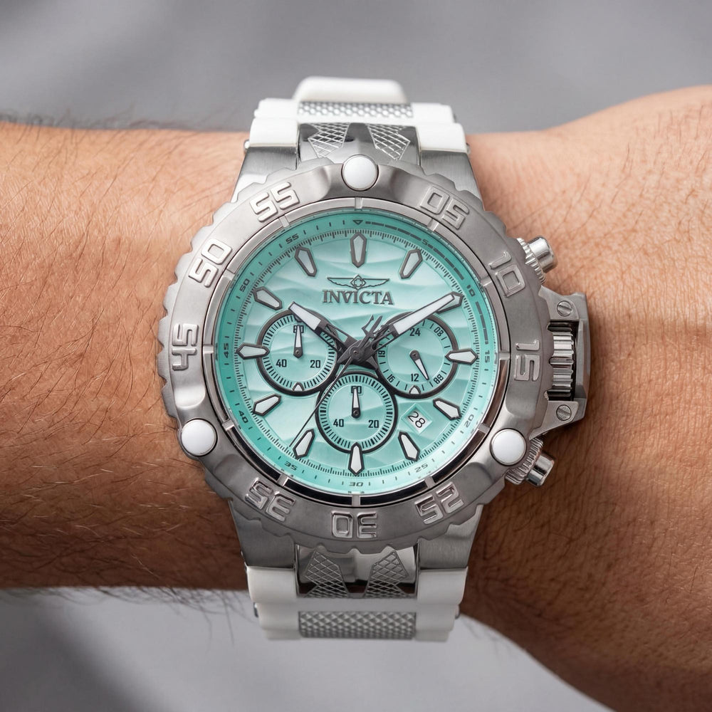 Invicta Subaqua - Poseidon 48557 Men's 55mm Stainless Steel Quartz Chronograph Watch with Blue Dial & Silicone Strap