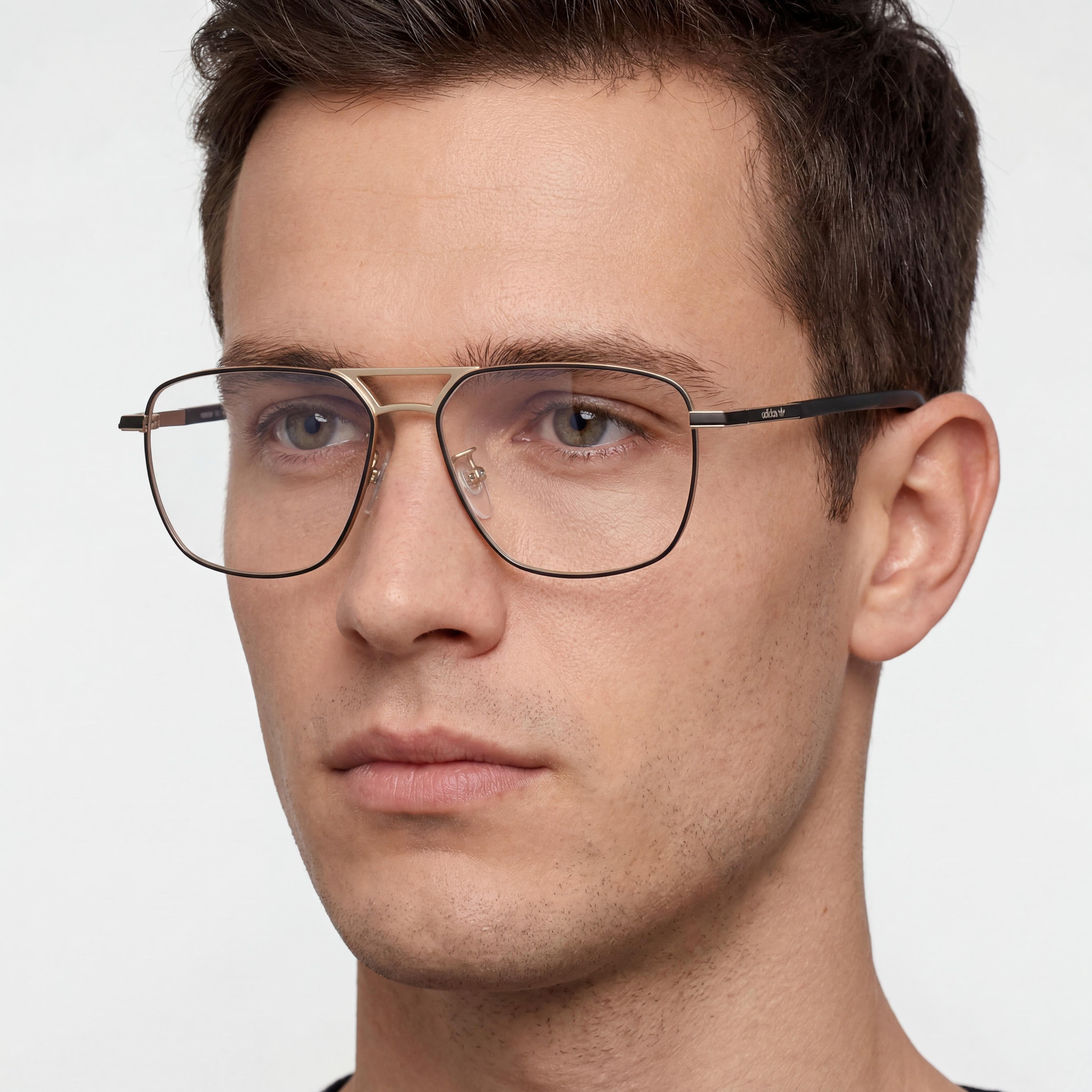 Gafas Adidas Originals OR5069 para hombre, ligeras, con montura metálica en dorado pálido y lentes de policarbonato transparente de 56 mm, Photo 3
