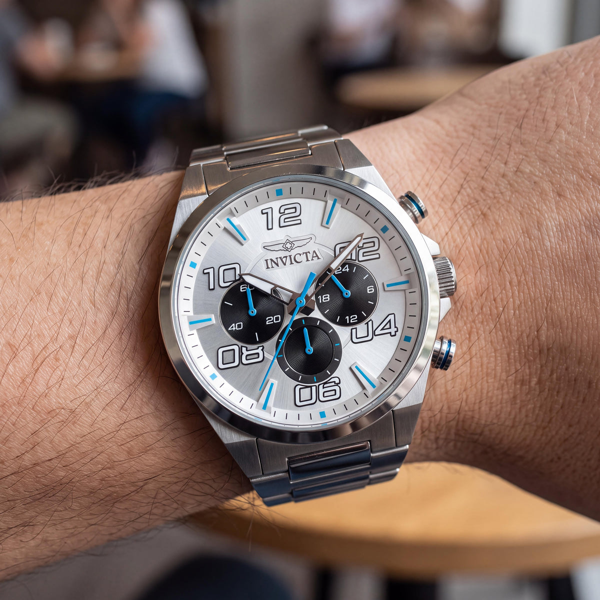 Invicta Speedway 50423 Unisex Quartz Chronograph Silver Stainless Steel Analog Wrist Watch 44mm, Photo 3