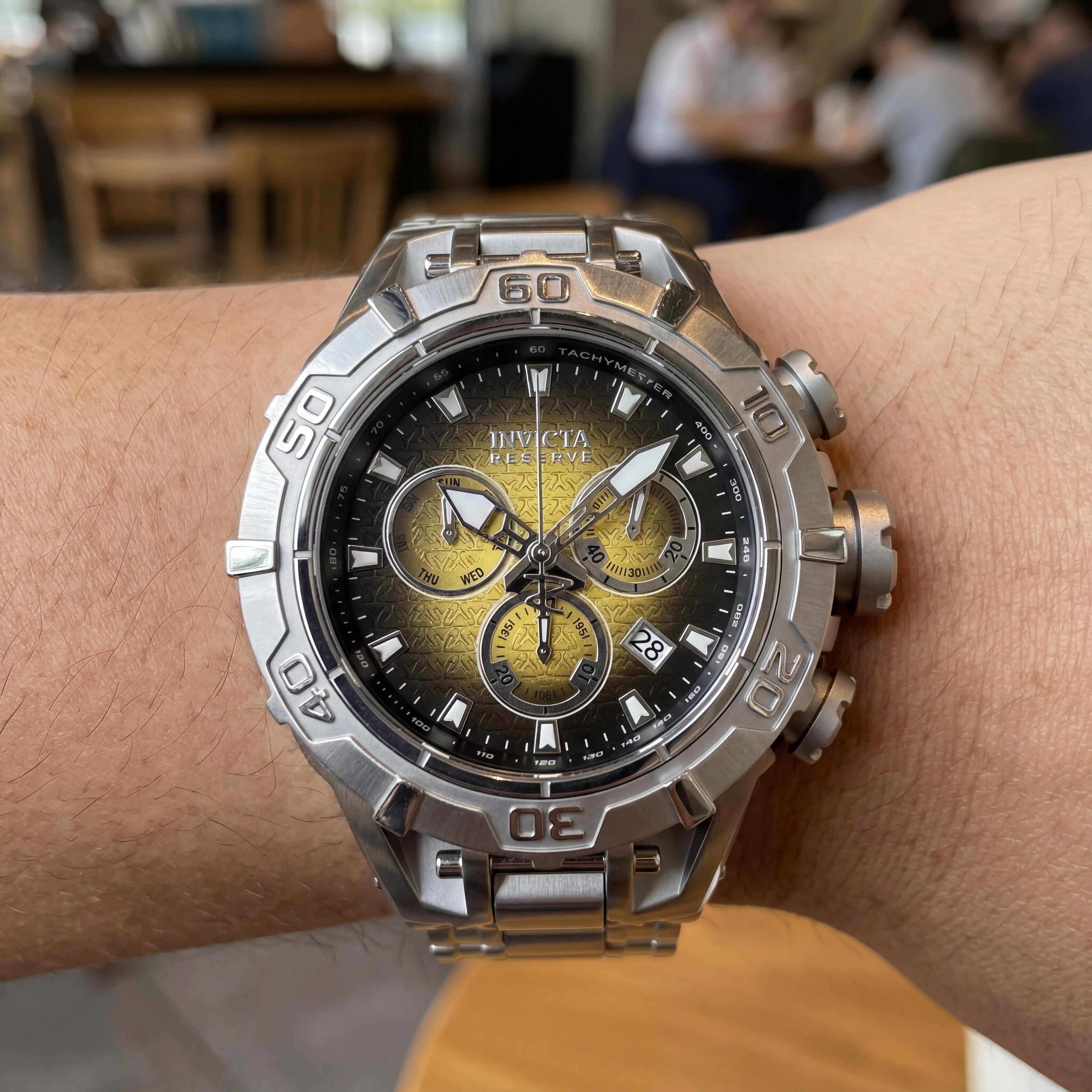 Invicta Reserve Ocean Warrior 47848 Unisex Stainless Steel 54mm Chronograph Watch with Yellow Dial, Photo 4
