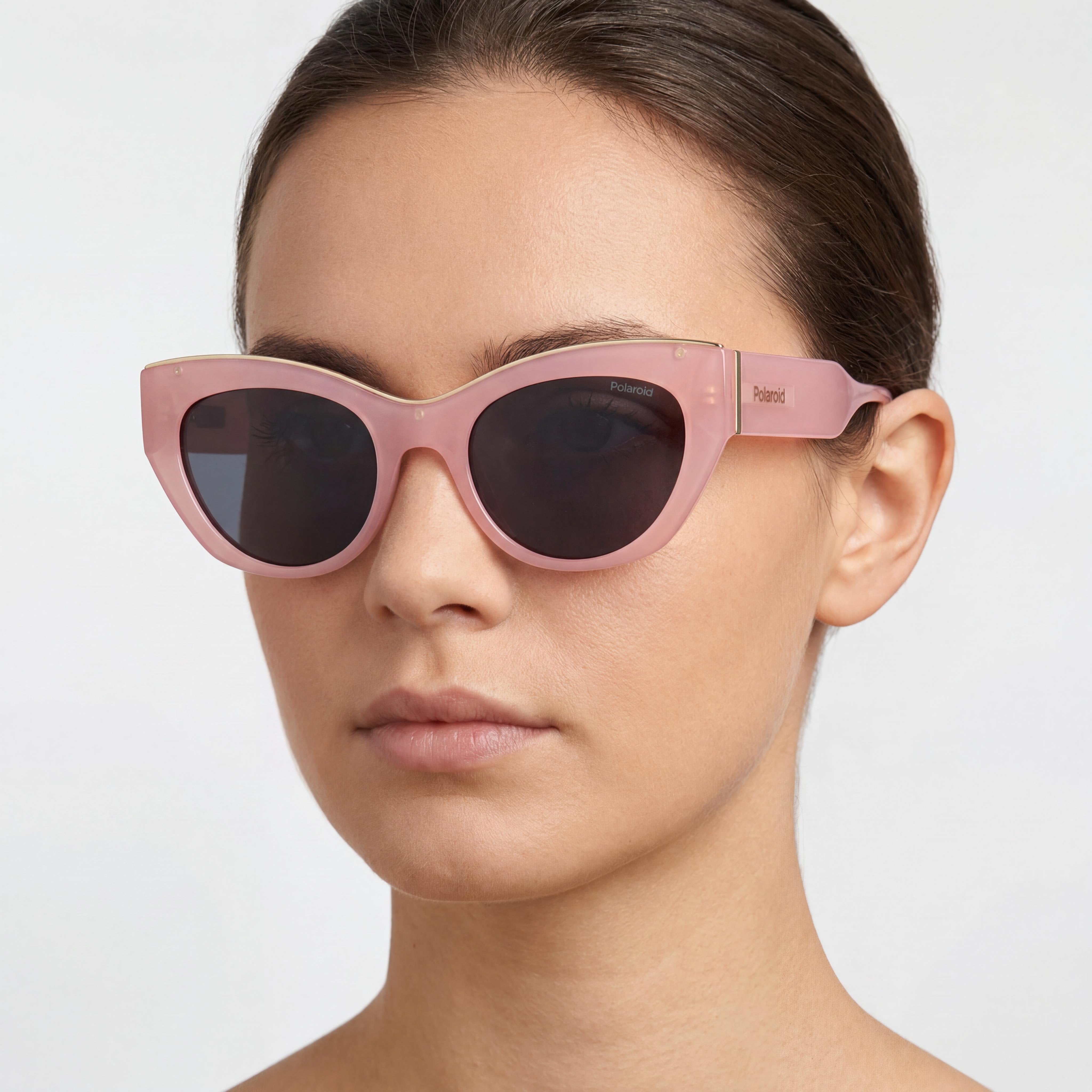 Polaroid Women's PLD 6199/S/X Cat Eye Pink Polycarbonate Grey Polarized Sunglasses 100% UV Protection 50mm, Photo 5