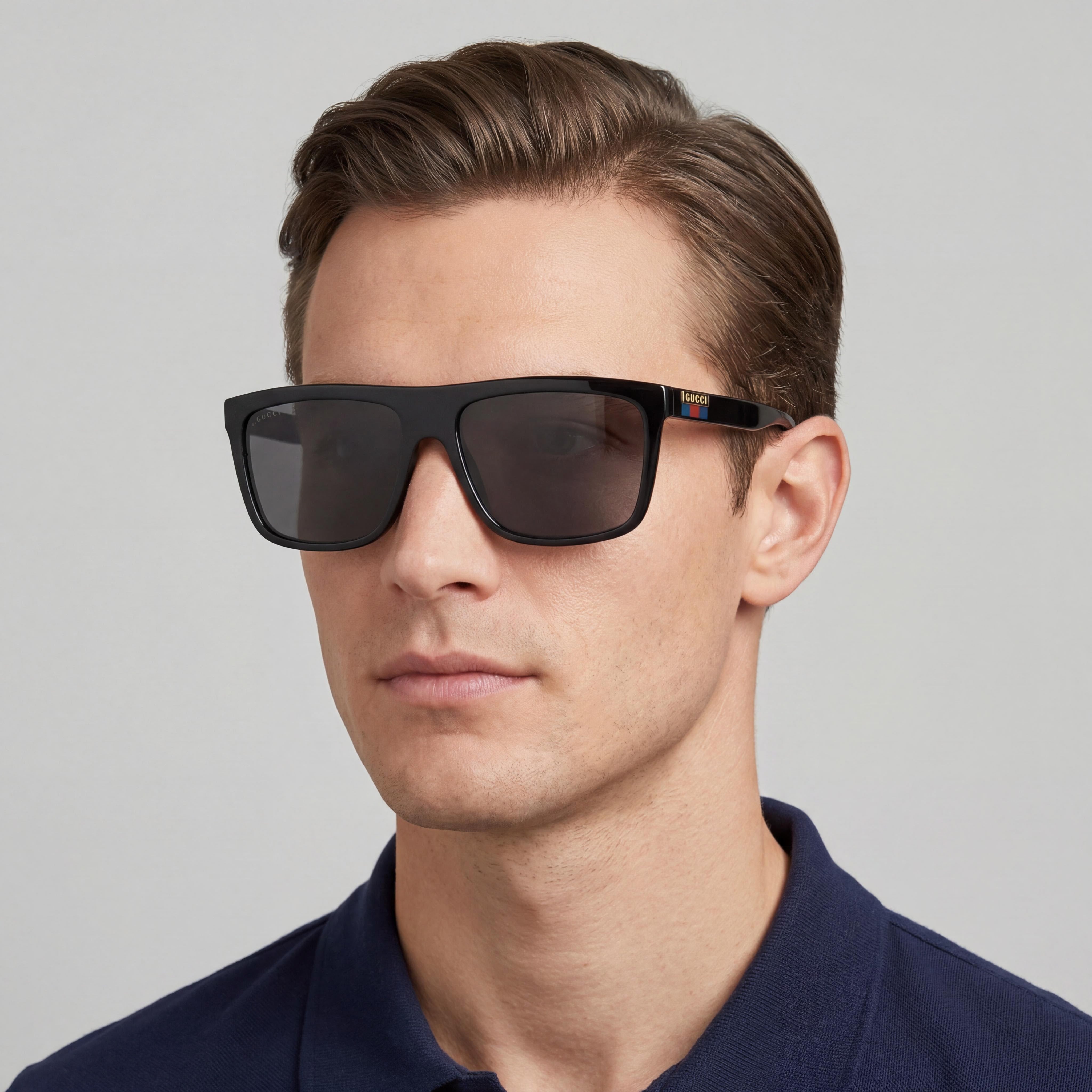 Gucci Gucci Logo GG0748S Men's Black Injected Plastic Square UV Protection Non-Polarized Sunglasses 59mm, Photo 3