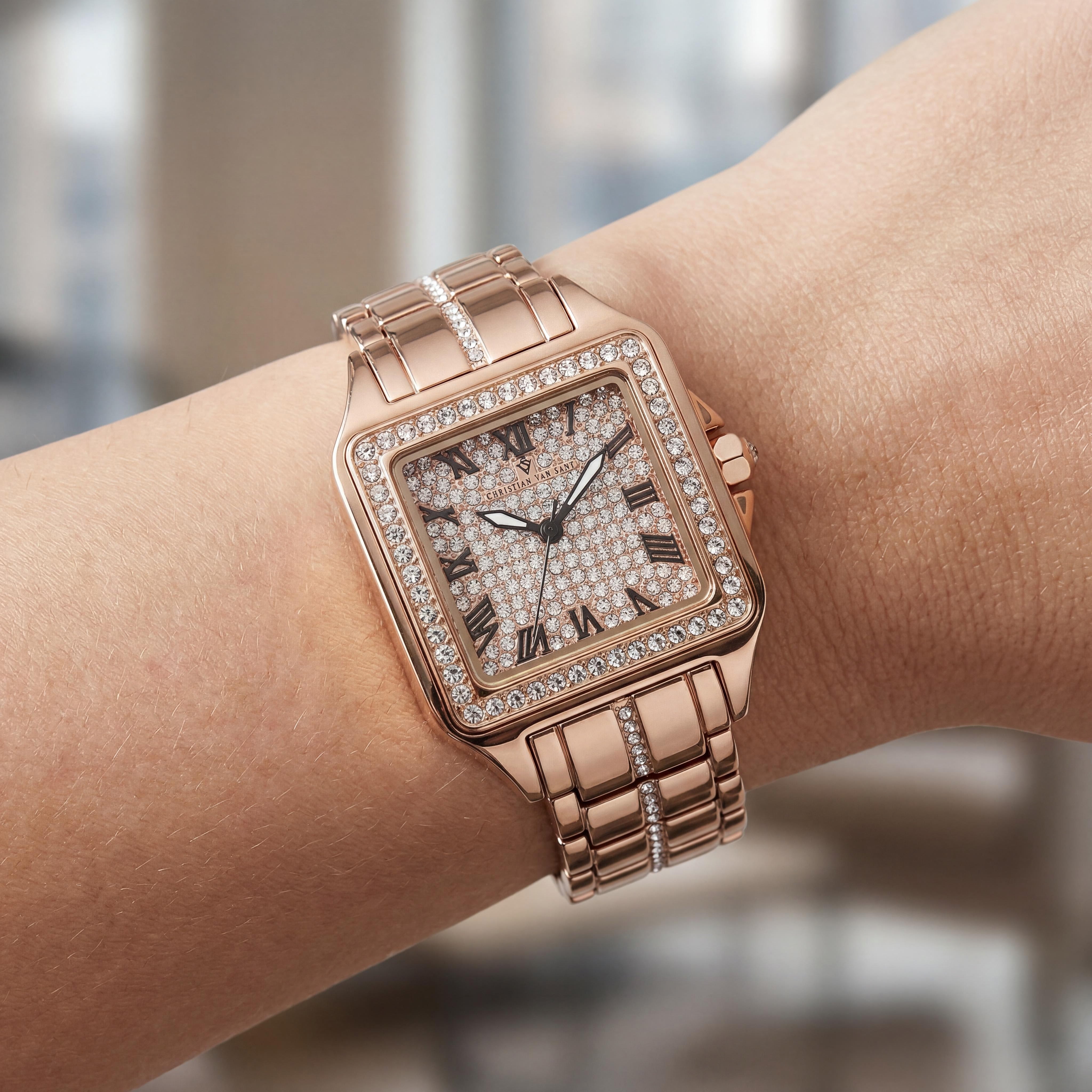 Christian Van Sant CV4622 Splendeur Reloj de cuarzo resistente al agua para mujer con esfera de oro rosa, temporizador y regla de cálculo, caja de 41mm, Photo 3