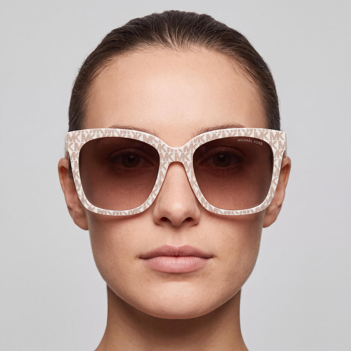 Michael Kors 2163f 310313 55 Women's Square MK Repeat Vanilla Plastic Frame Brown Gradient 100% UV-protective Lenses 55mm, Photo 3
