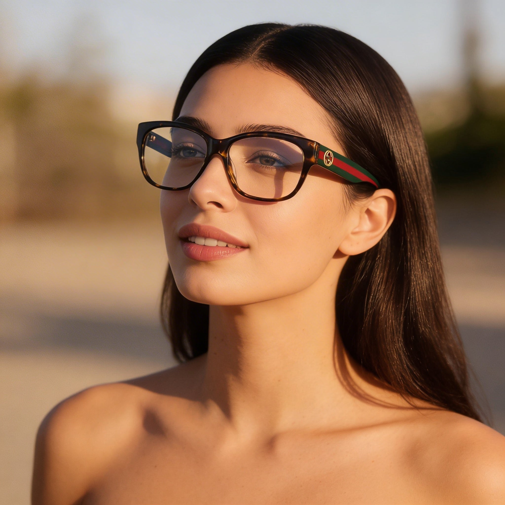Gucci Gg0278o-012 Montura de gafas rectangular para mujer, de plástico, color Habana oscuro - Verde oscuro, 55-15-145 mm, Photo 4