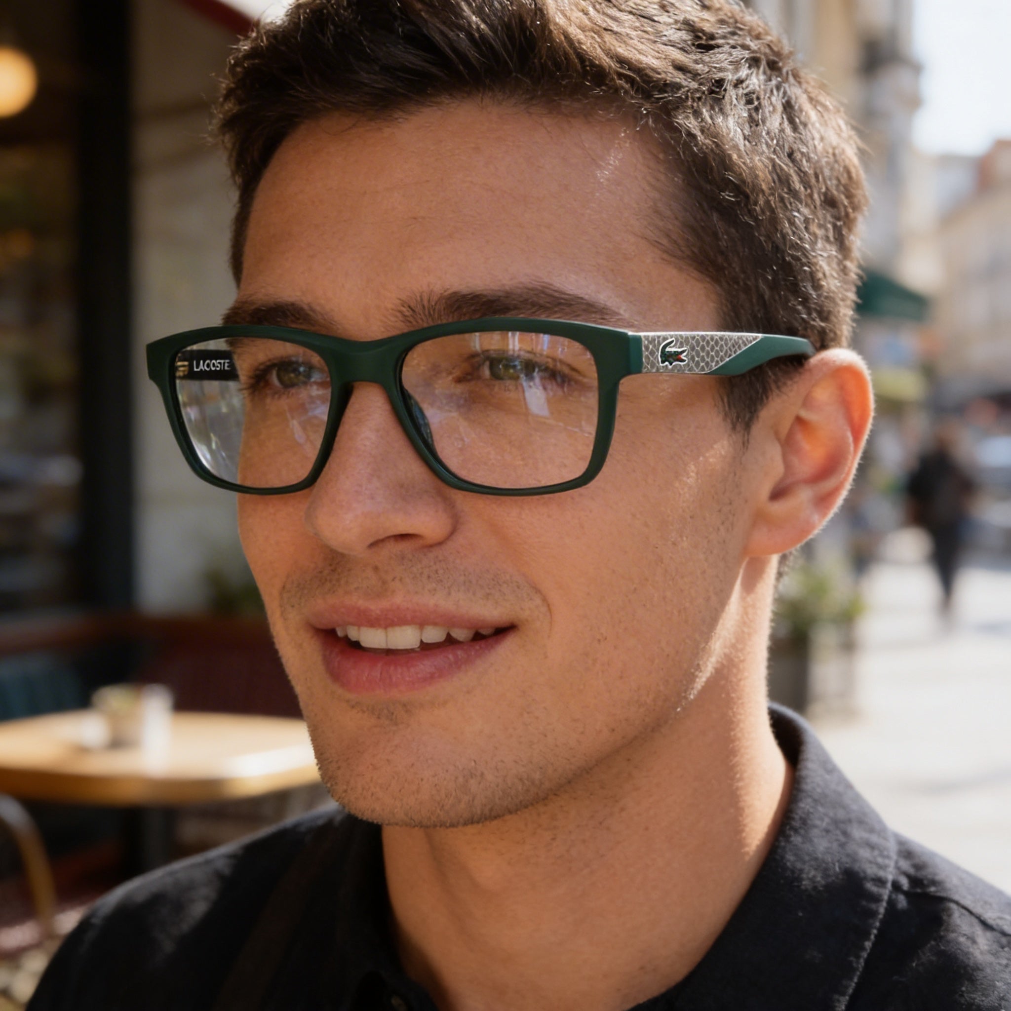 Lacoste Casual Men's Ophthalmic Frames, Matte Green, with Transparent Plastic Lenses, Size 54-17-150, Photo 5
