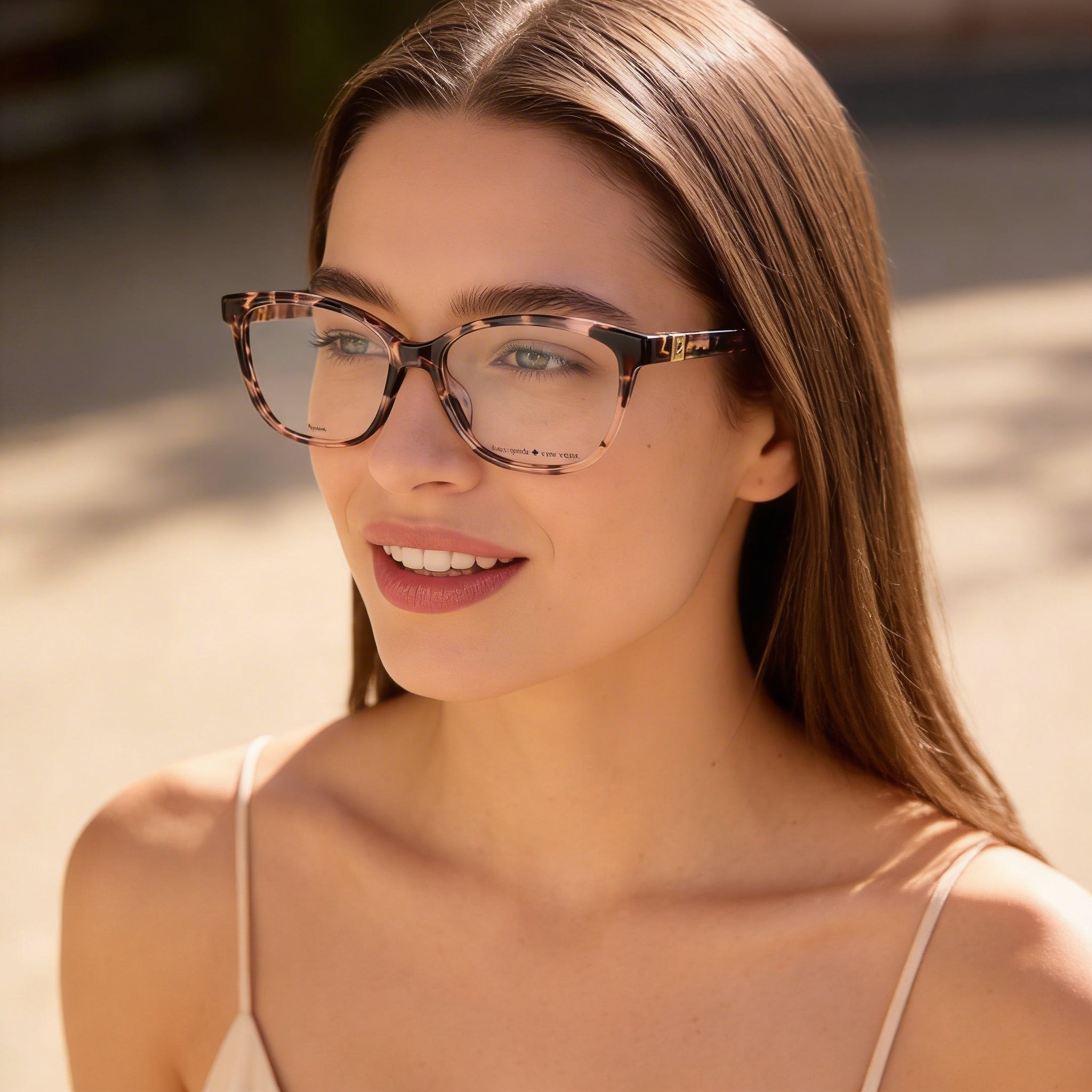 Gafas ópticas Kate Spade New York Vicenza para mujer, armazón completo, forma rectangular, color rosa habana, plástico, 52-16-140, Photo 6