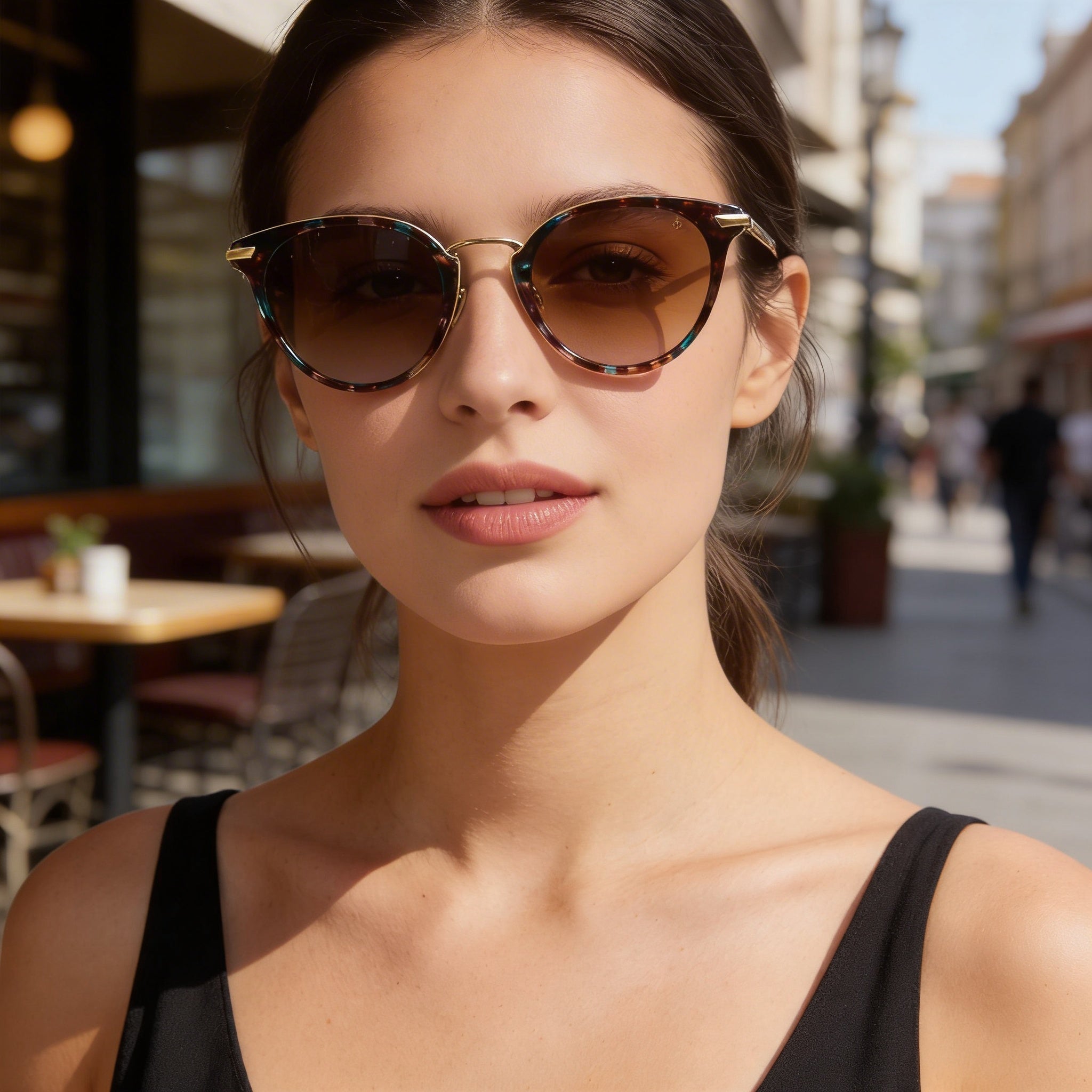 Gafas de sol modernas para mujer de Rag & Bone Havana, de metal multicolor, color marrón violeta, doble tono, protección UV, no polarizadas, 53 mm, Photo 4