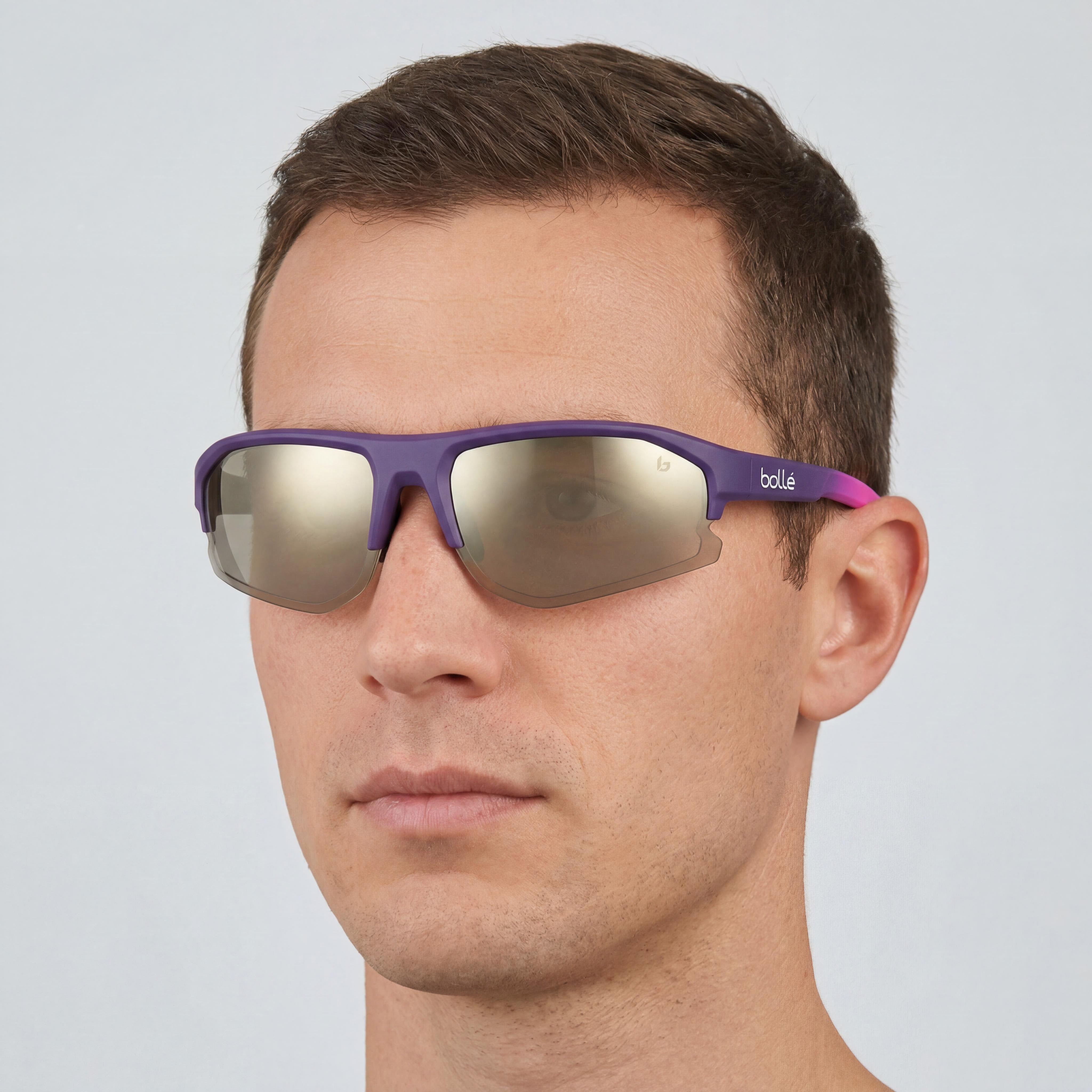 Bollé Bolt 2.0 S Creator Unisex Sunglasses, Burgundy Pink Matte Thermoplastic Frame, TNS Gold UV Lenses, 67mm, Photo 3