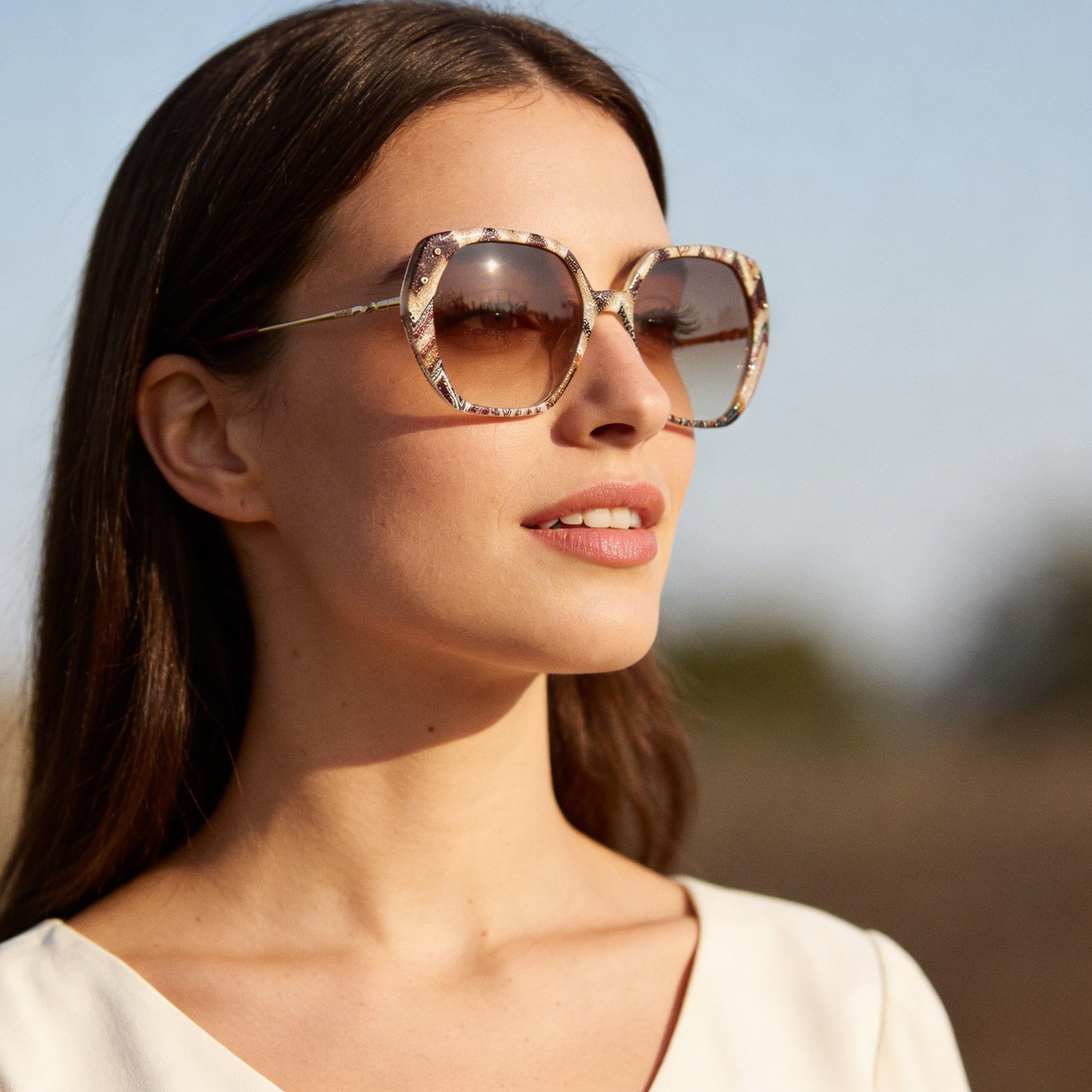 Missoni Classic Women's Plum Multicolor Red Silver Mirror ECO PMMA 100% UV Protection Sunglasses 56mm, Photo 3