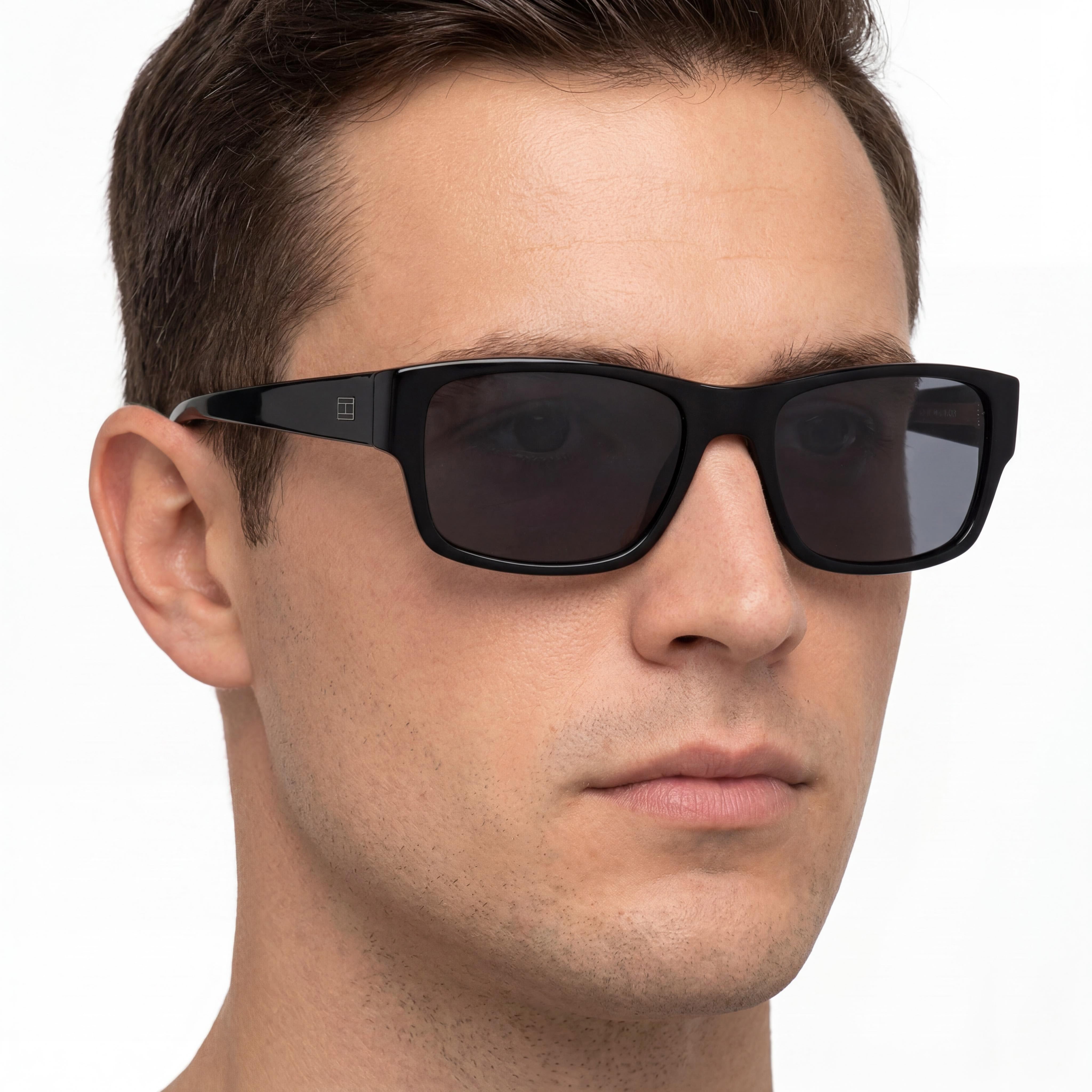 Gafas de sol Tommy Hilfiger TH 2017/S para hombre, rectangulares, de policarbonato negro, con lentes grises, 100 % protección UV, no polarizadas, 56 mm, Photo 4