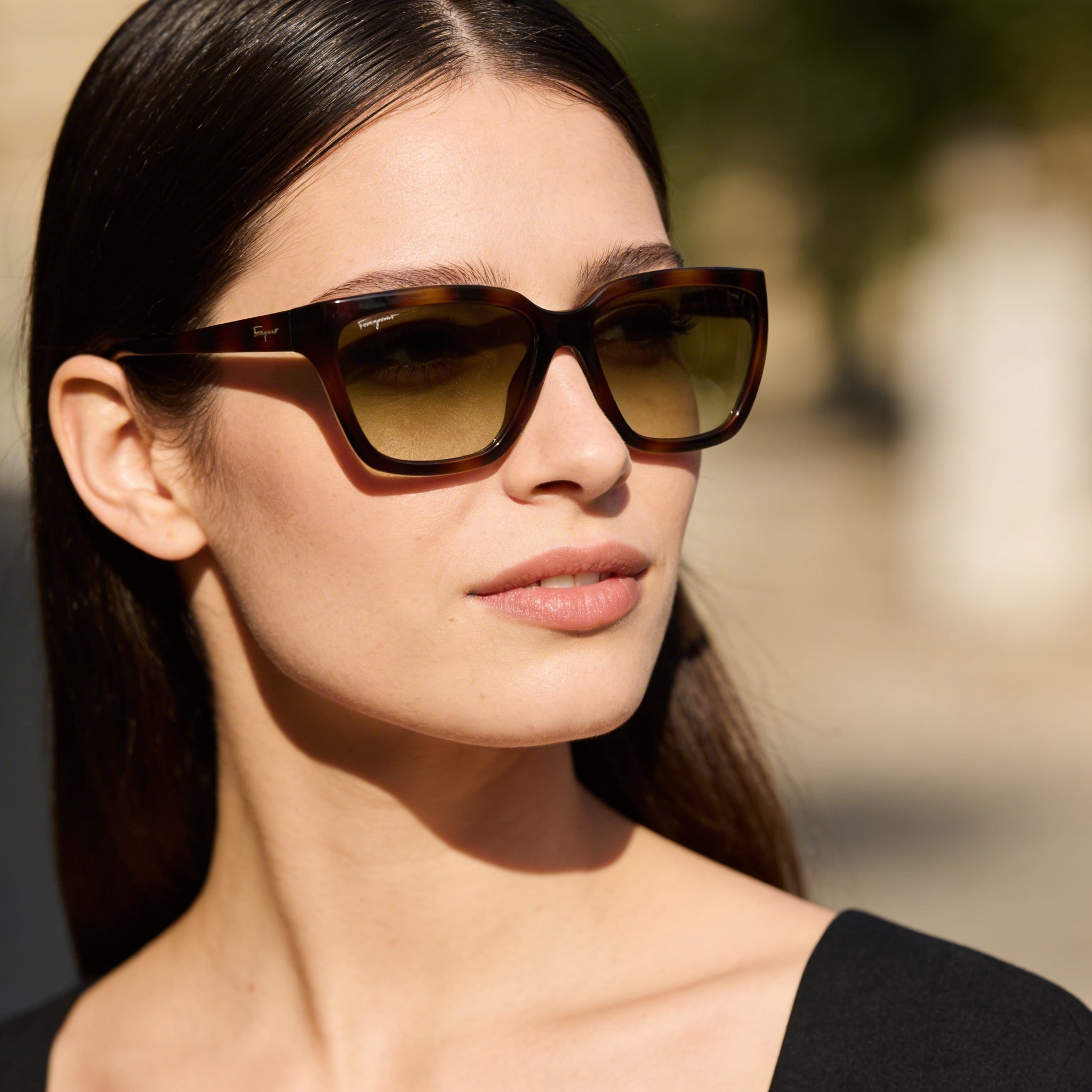 Gafas de sol de plástico carey para mujer Ferragamo Sf1018s 214 con lentes UV verde oscuro 59 mm, Photo 6