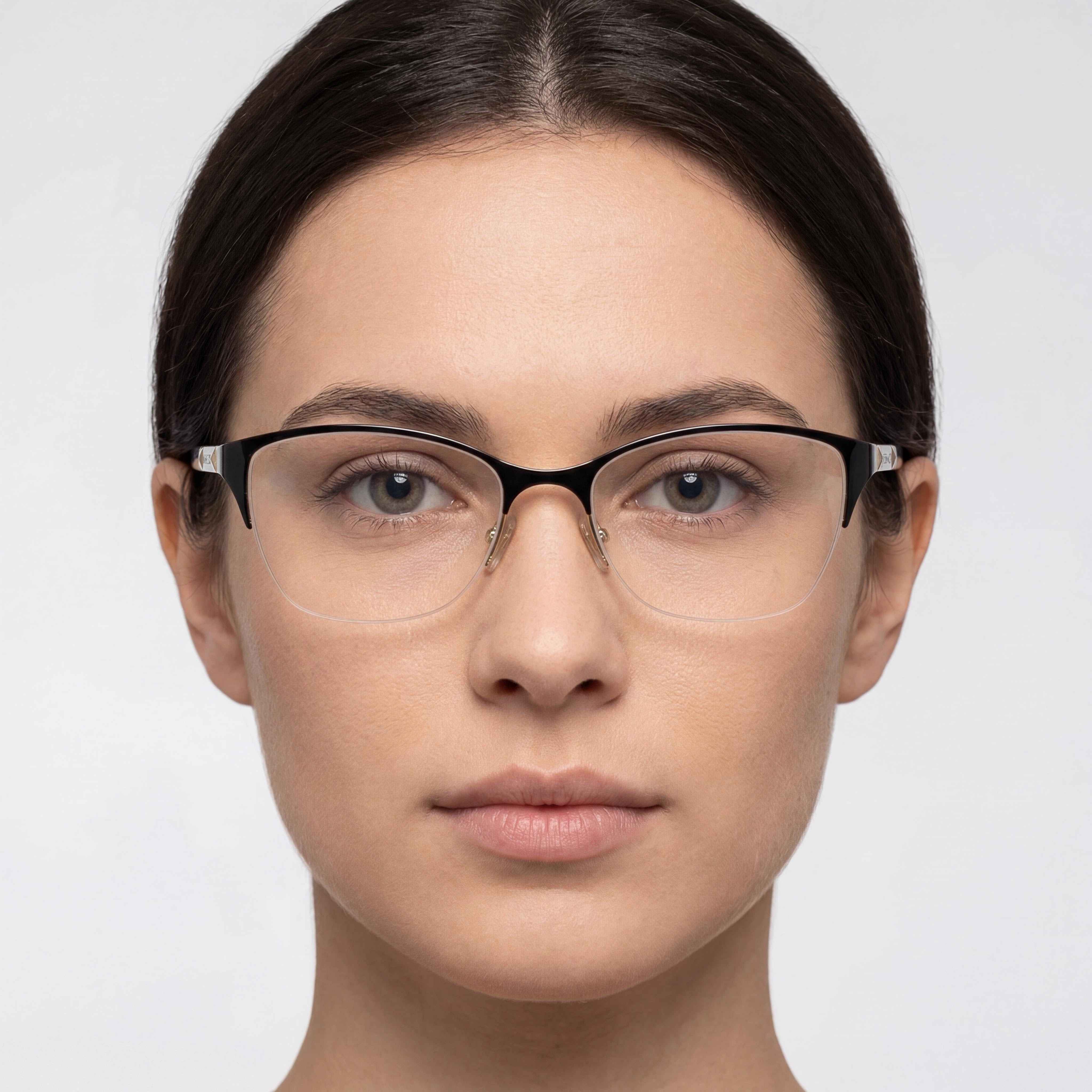 Versace Women's Ve 1218 Black Gold Rubber Oval Heart Optical Frames with Clear Lenses, 53-17-140, Photo 4